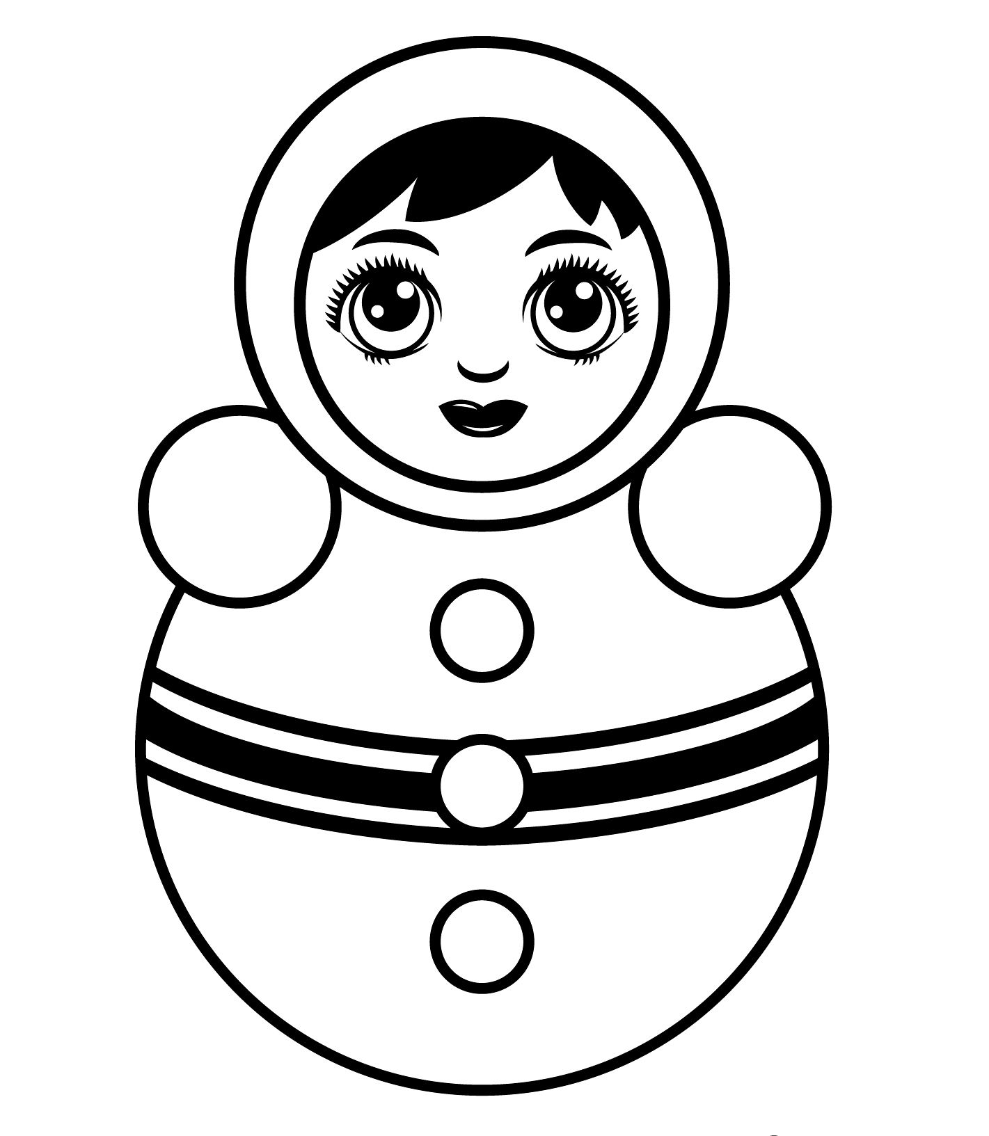 Раскраска Неваляшка в красном костюмчике