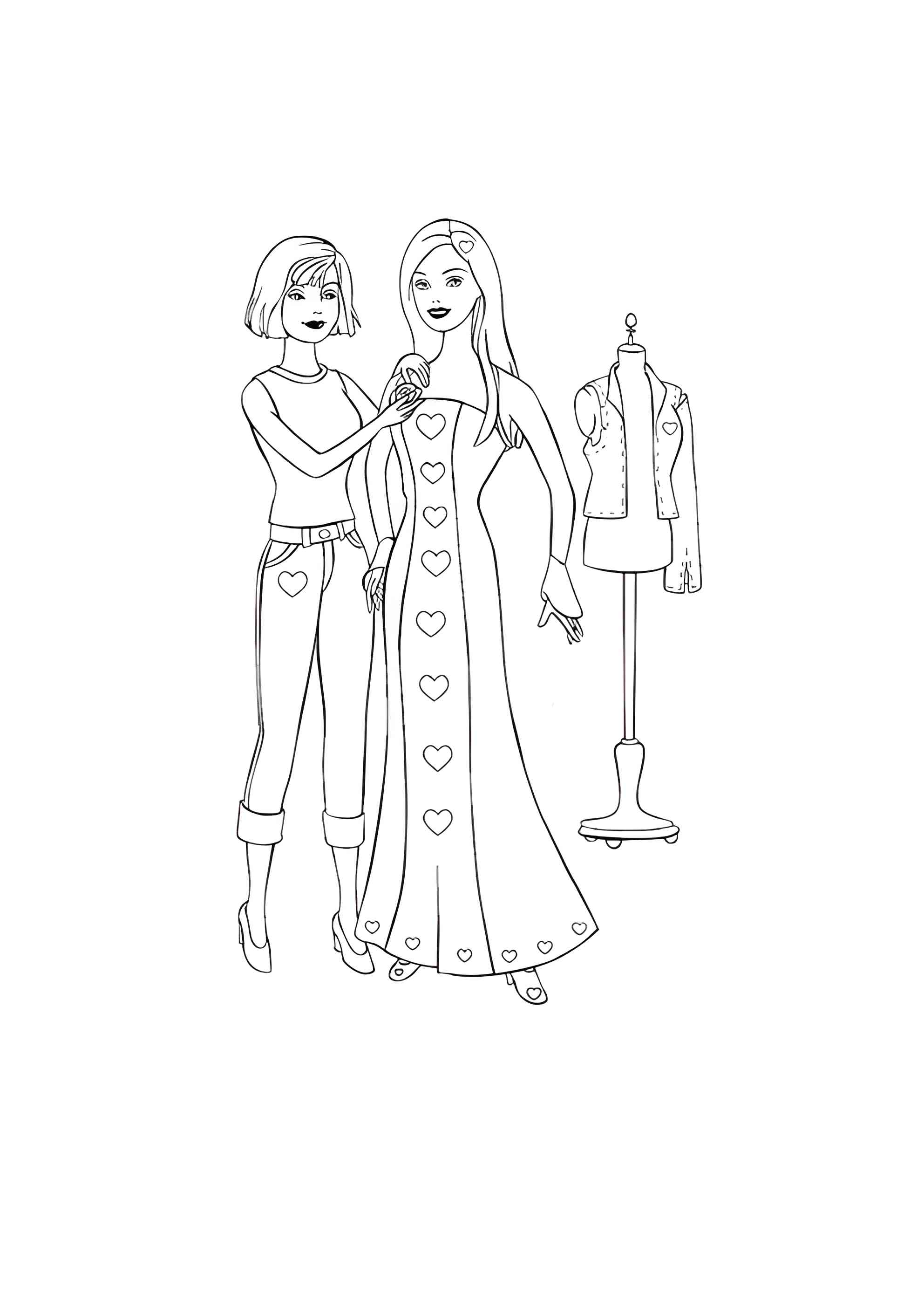 Раскраска Новое платье Барби