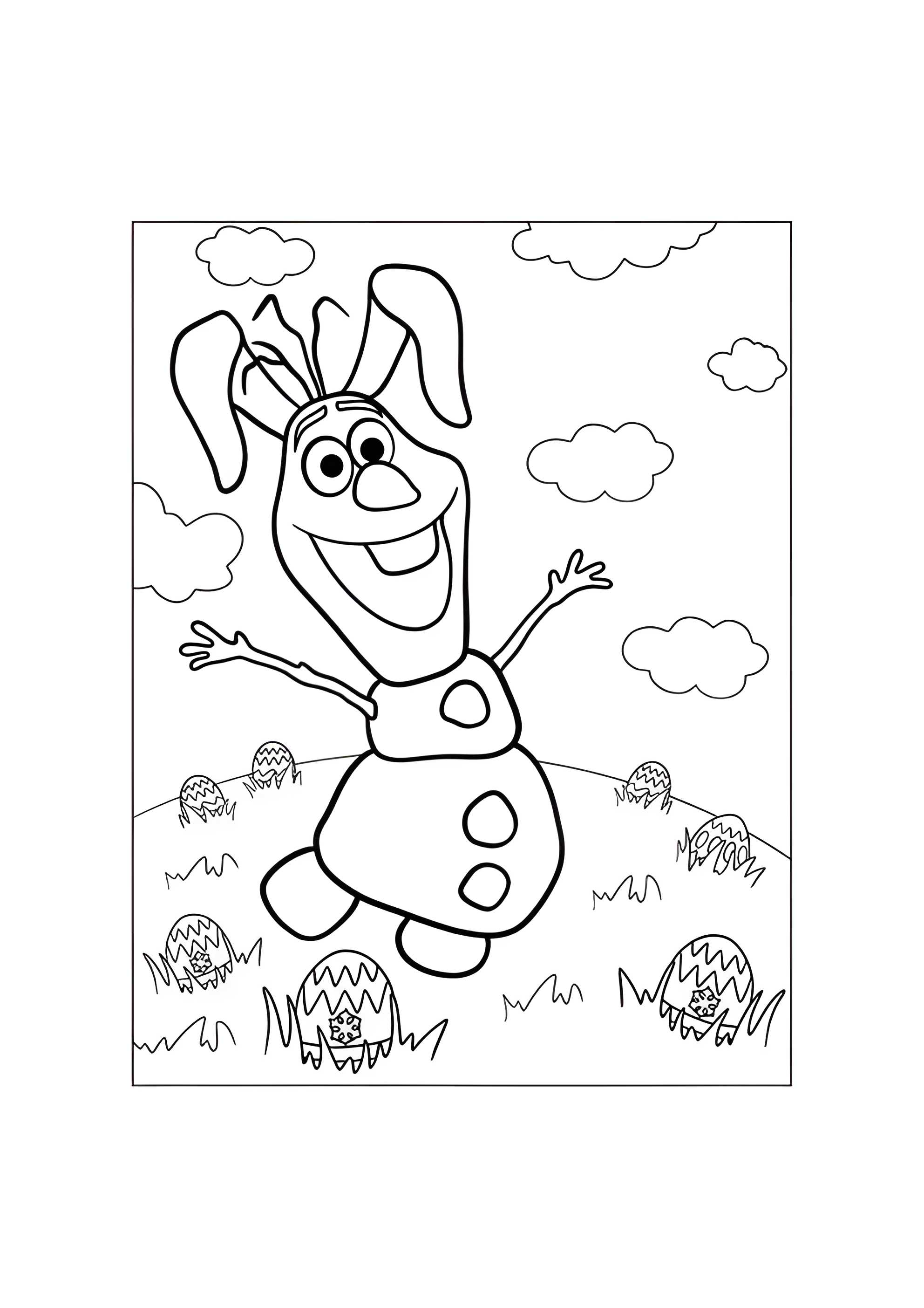 Раскраска Олаф на Пасху