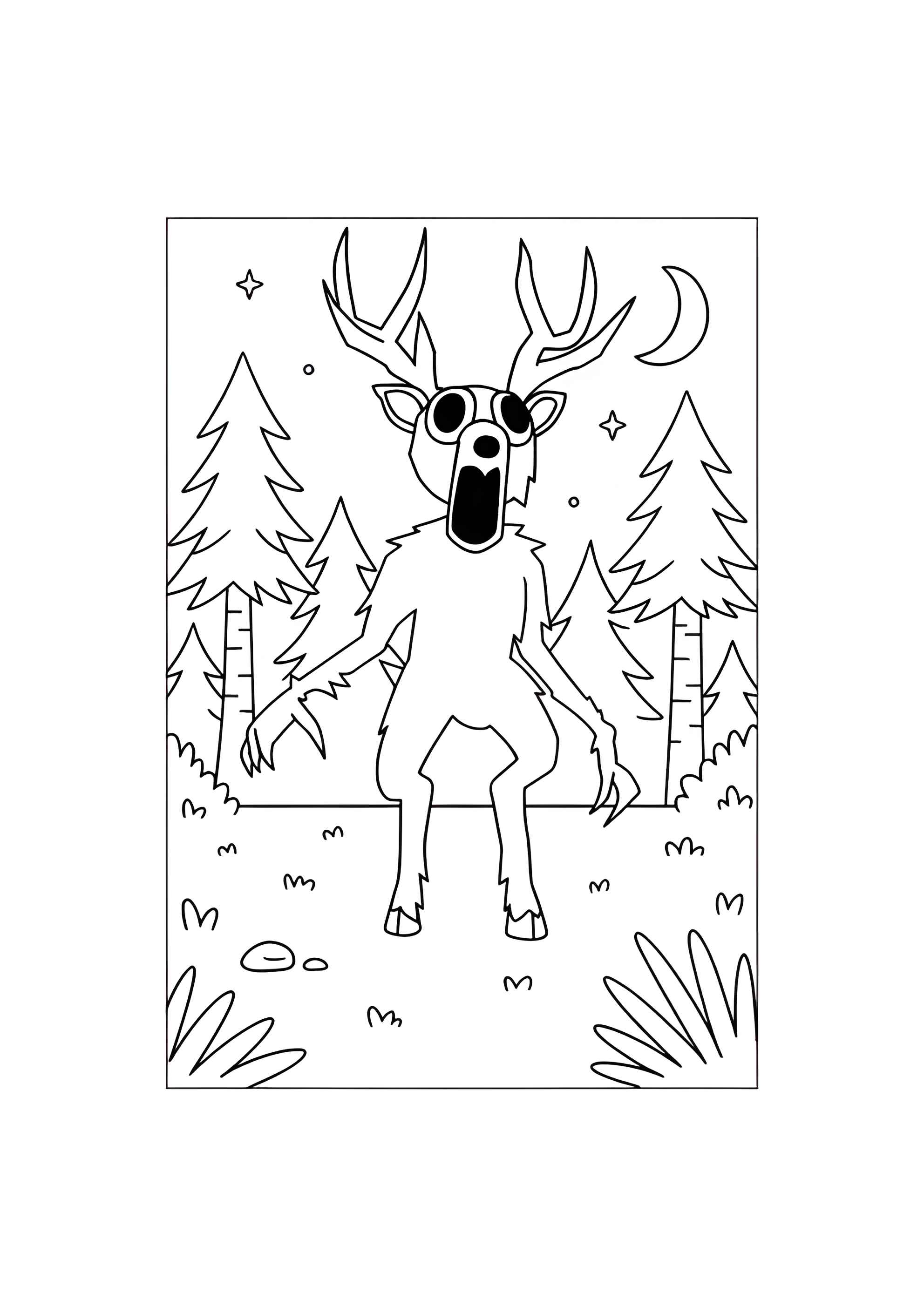 Раскраска Олень из 99 ночей в лесу