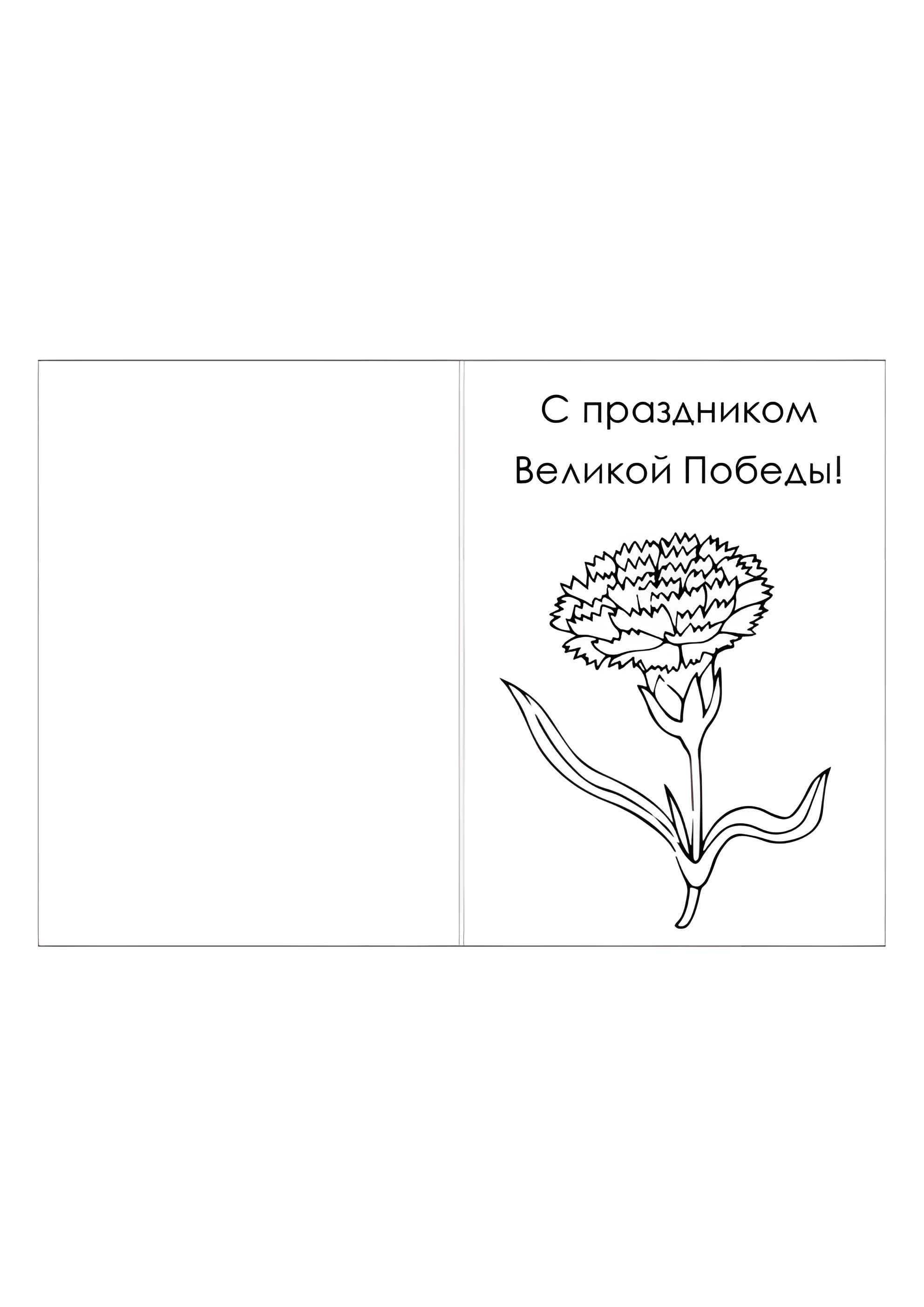 Раскраска Открытка к 9 мая с гвоздикой