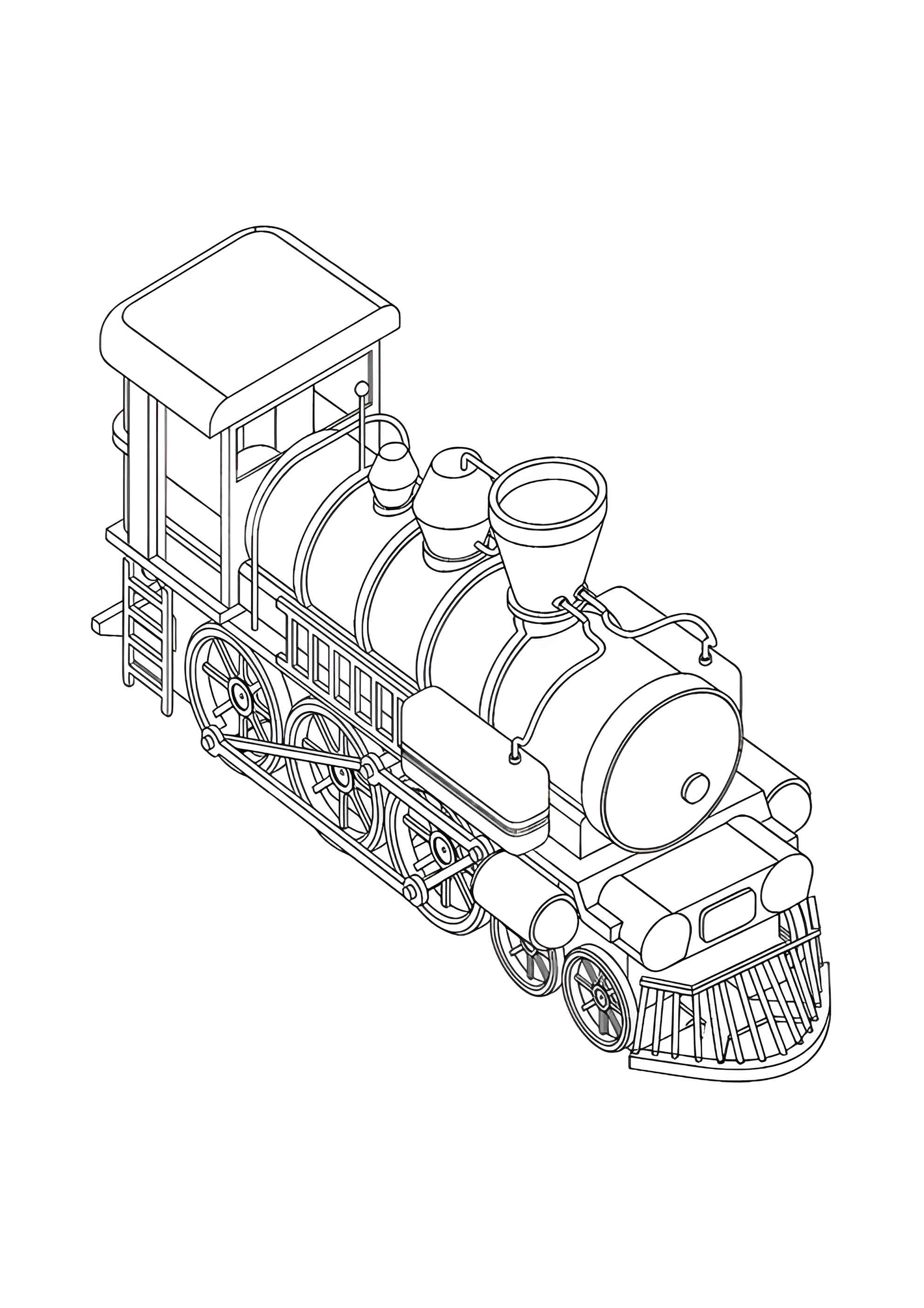 Раскраска Паровоз вид сверху