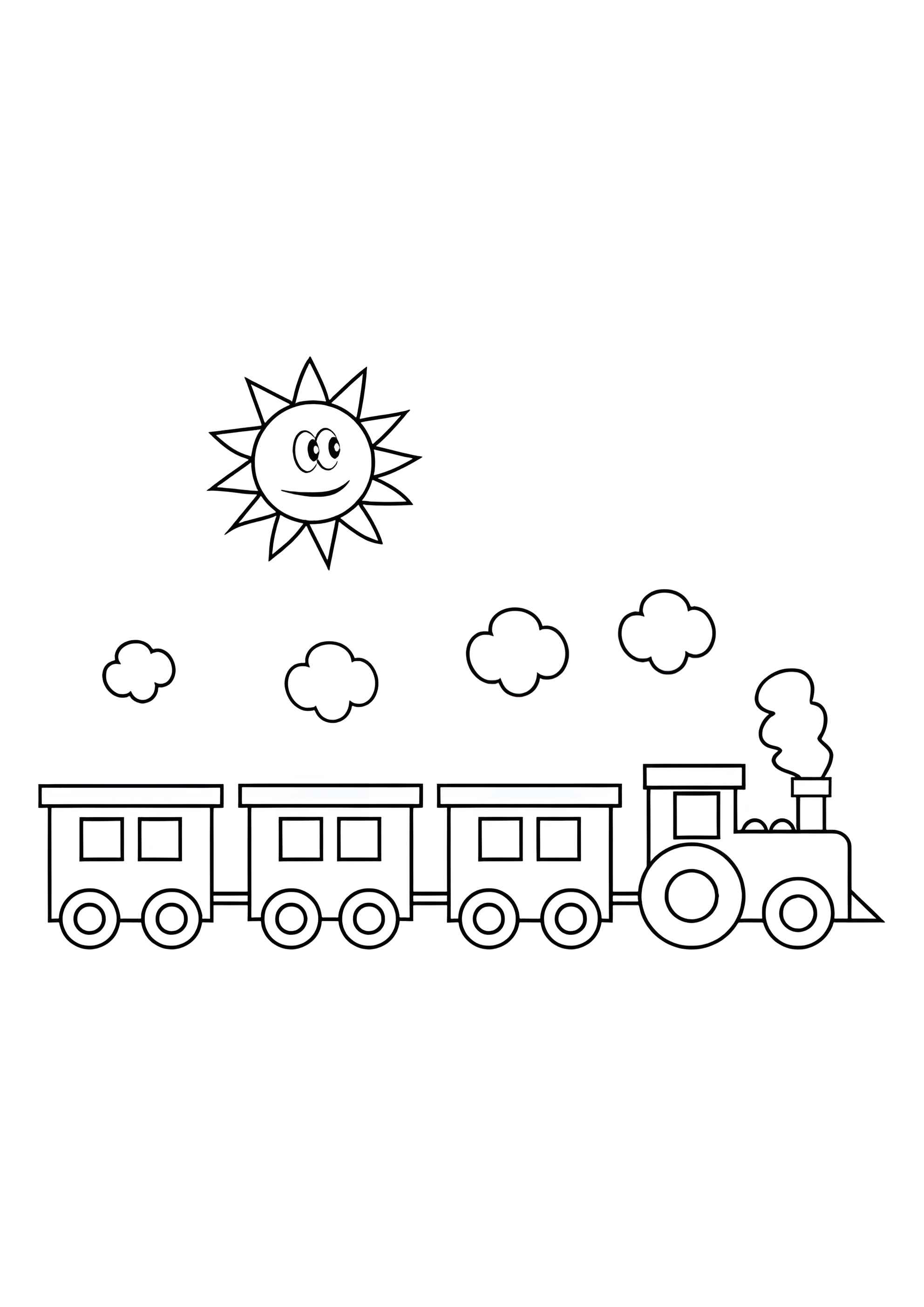 Раскраска Паровозик и солнышко