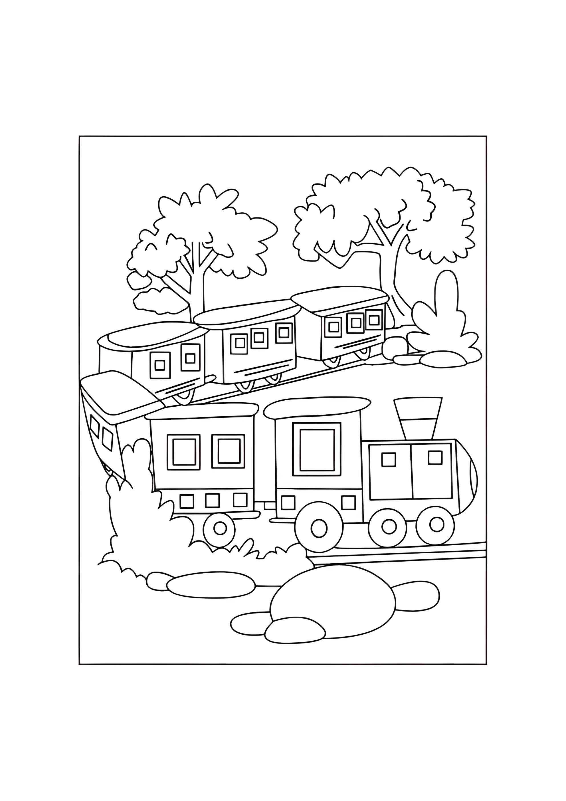 Раскраска Паровозик с вагончиками