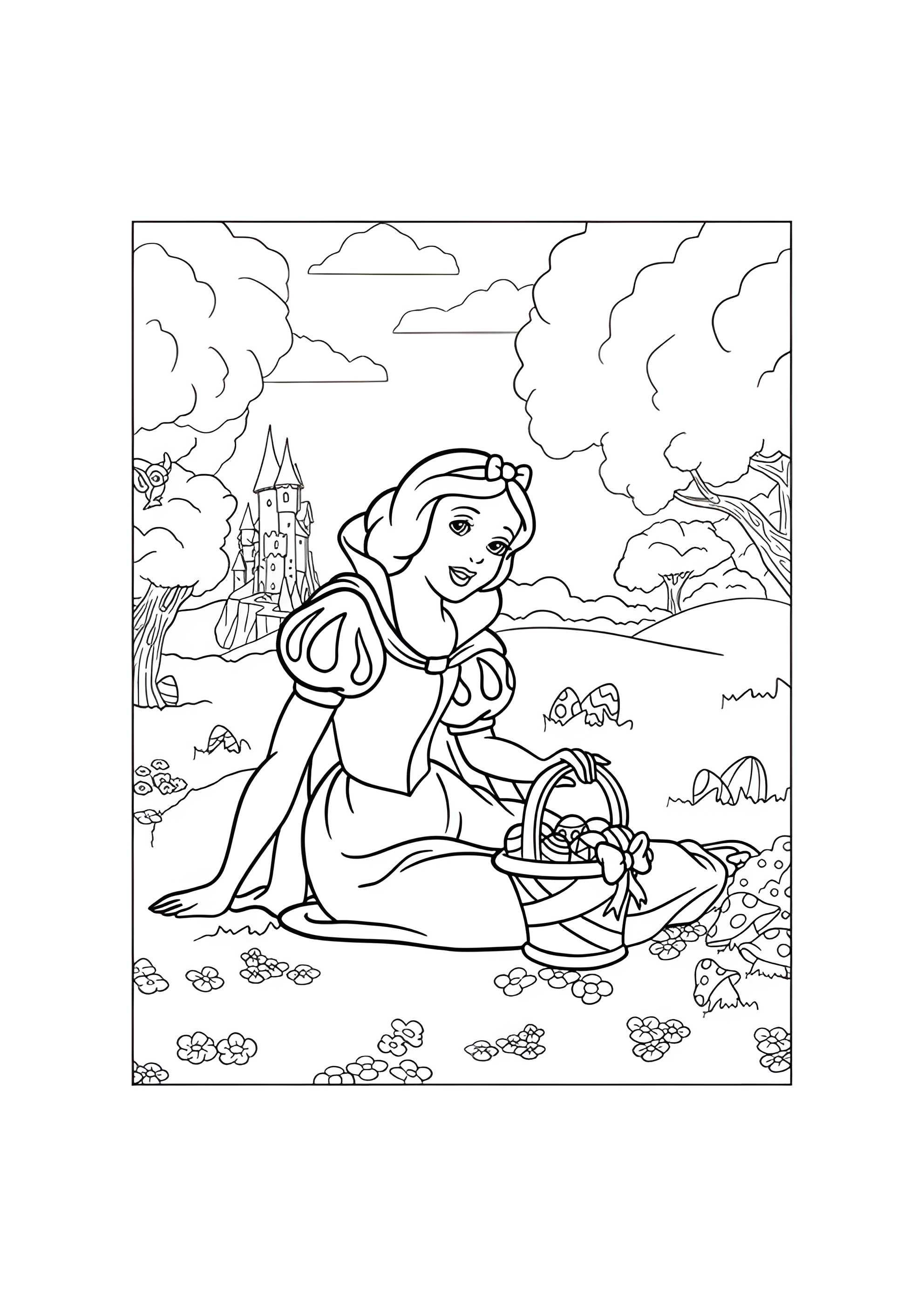 Раскраска Пасхальная Белоснежка