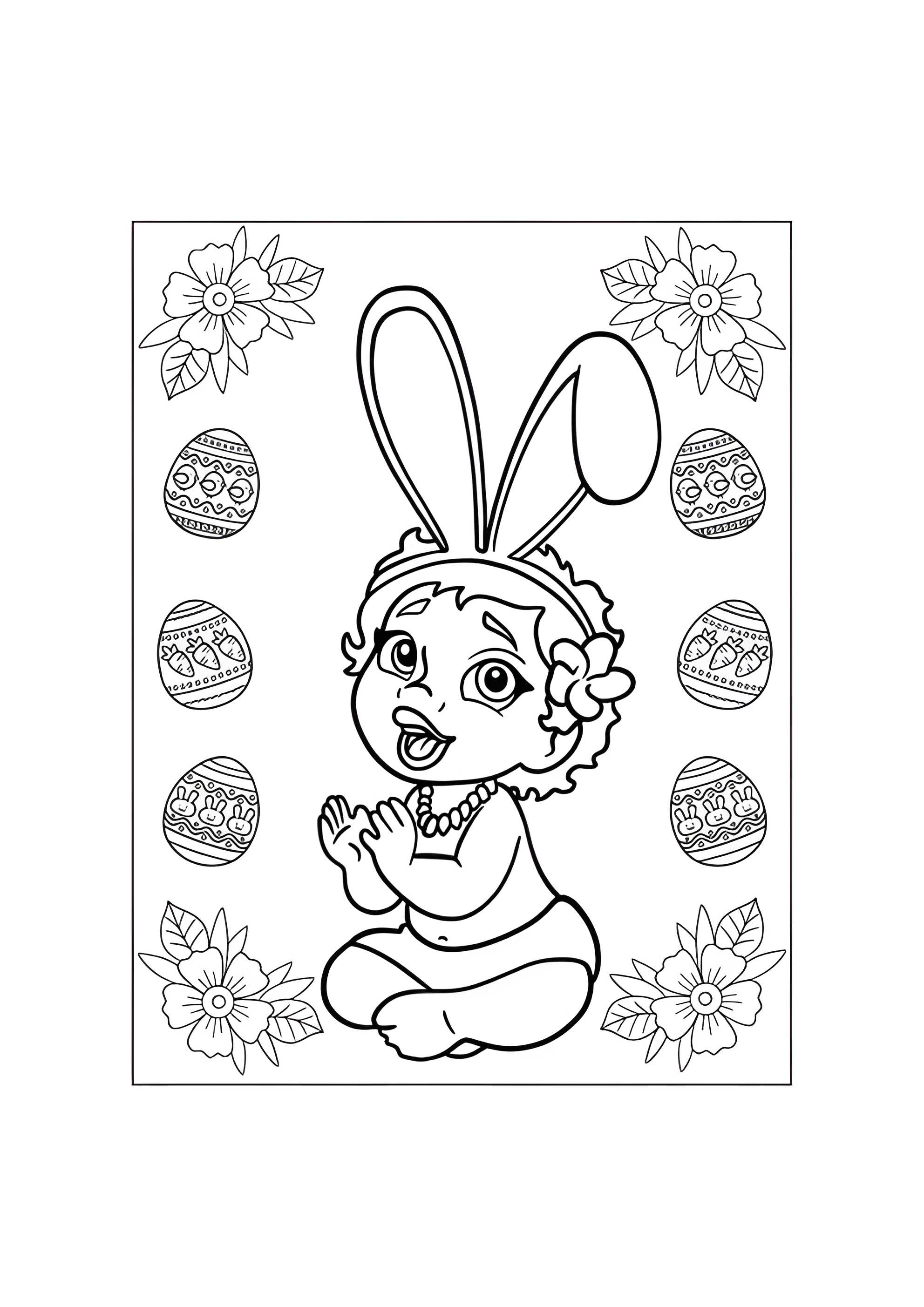 Раскраска Пасхальная малышка Моана