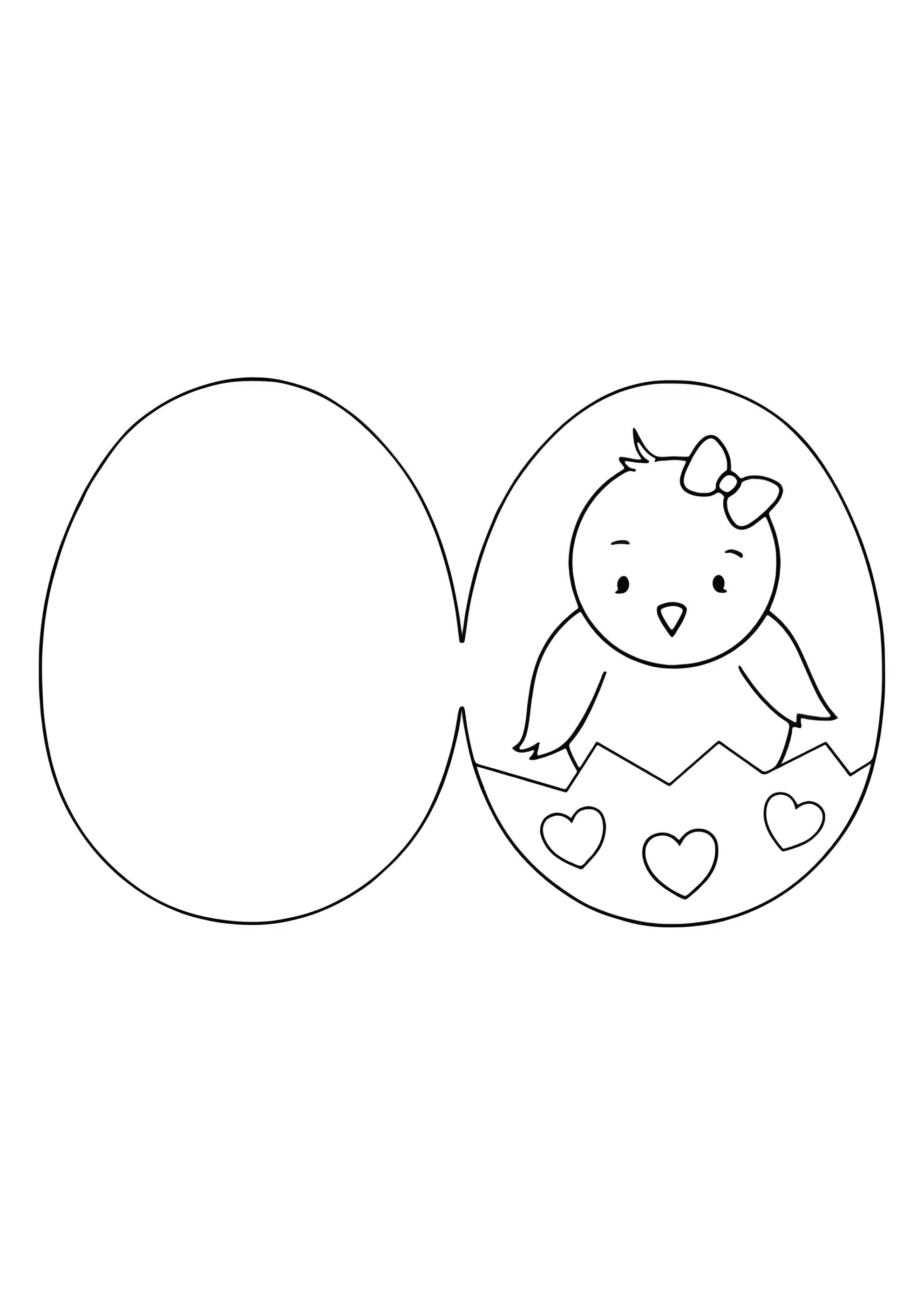 Раскраска Пасхальная открытка с цыплёнком