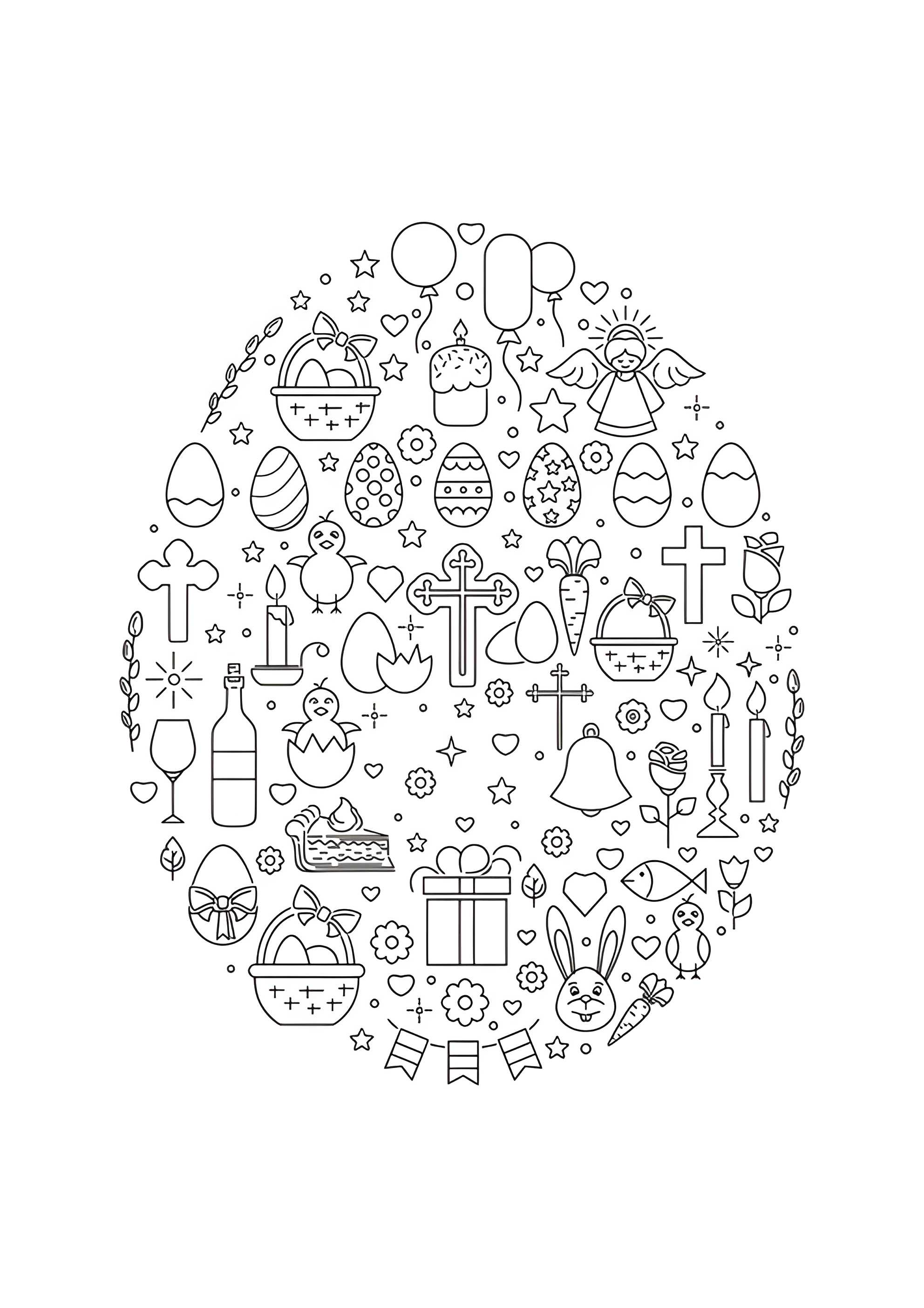 Раскраска Пасхальные иконки