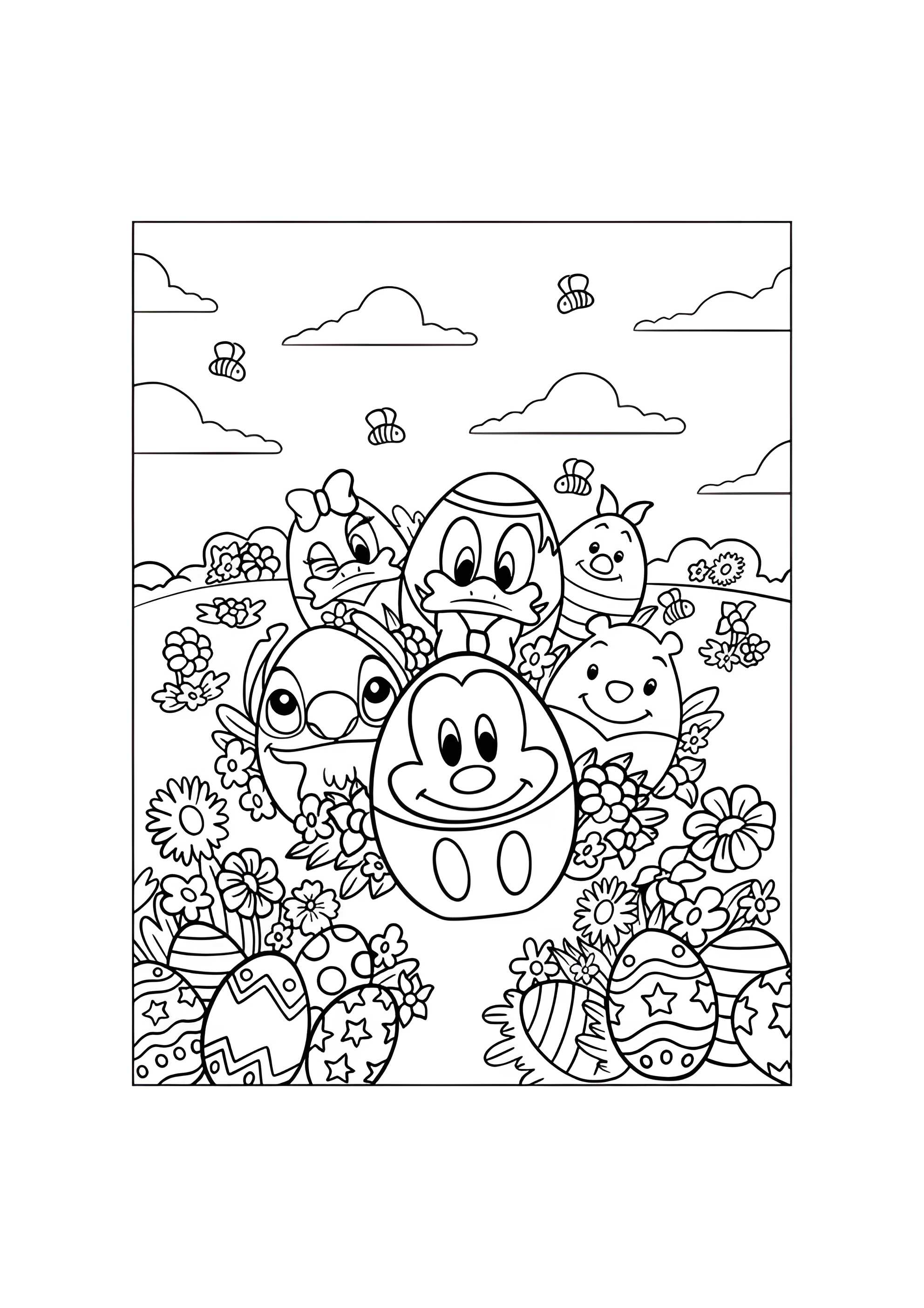 Раскраска Пасхальные яички Дисней