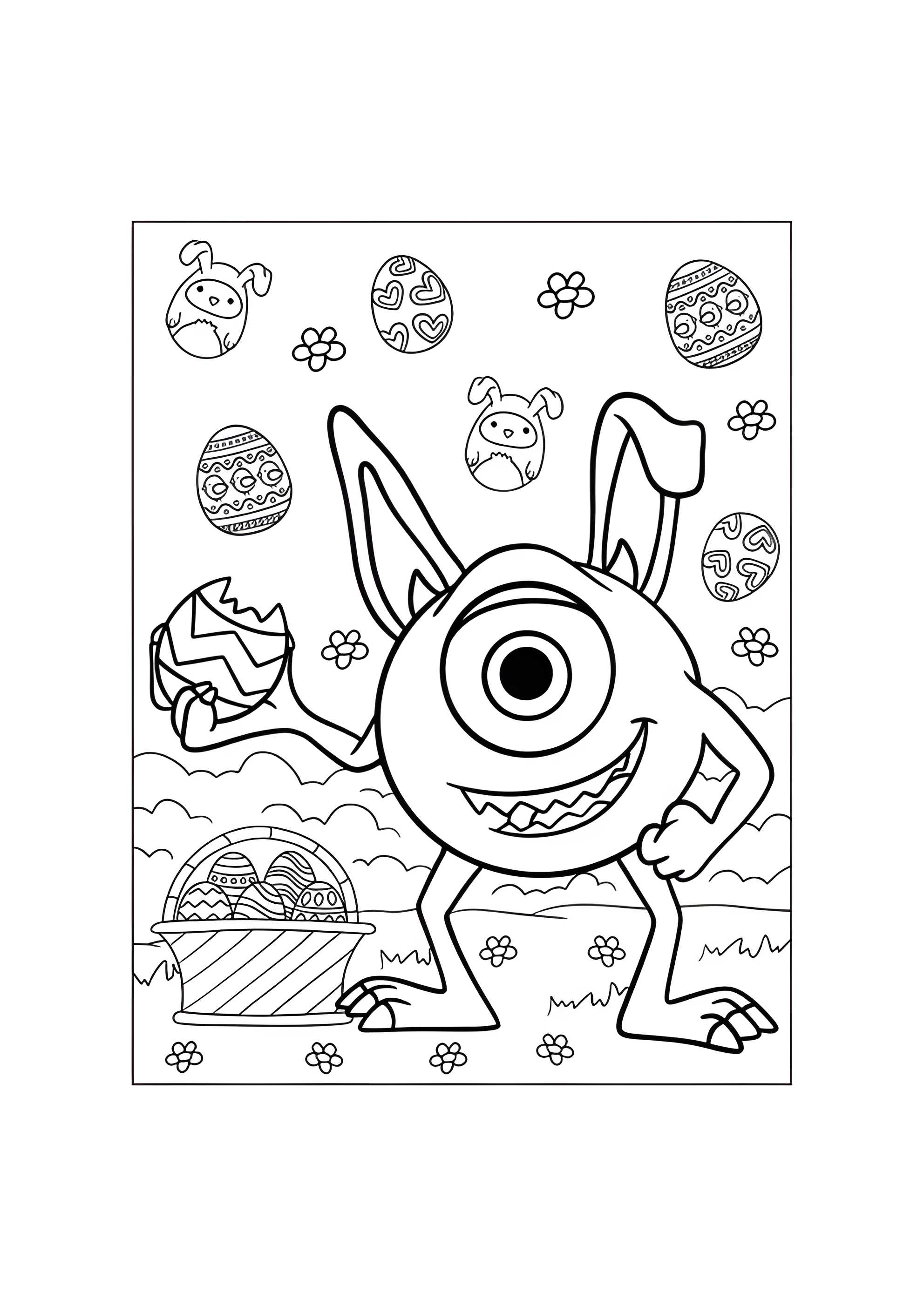 Раскраска Пасхальный Майк Вазовски