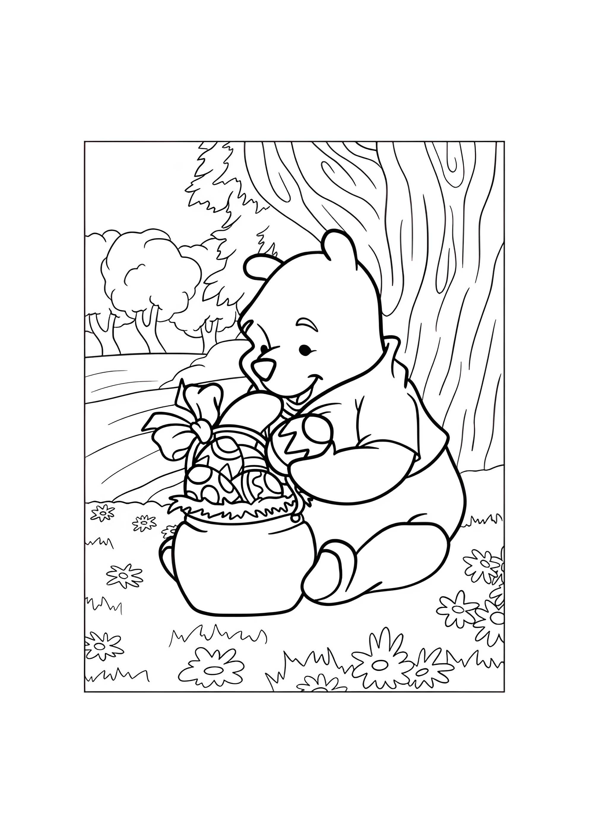 Раскраска Пасхальный Винни Пух