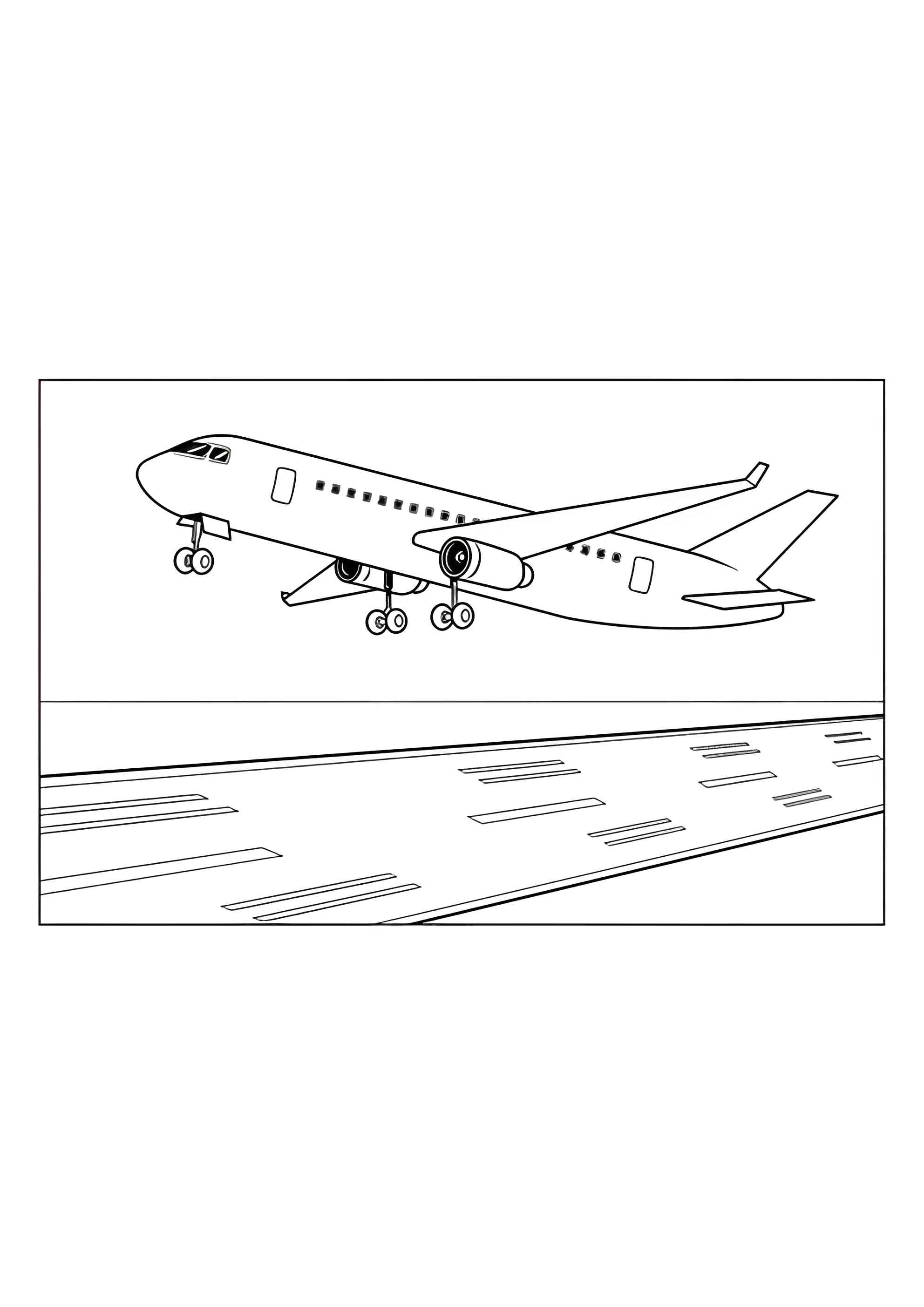 Раскраска Пассажирский самолёт на взлётной полосе