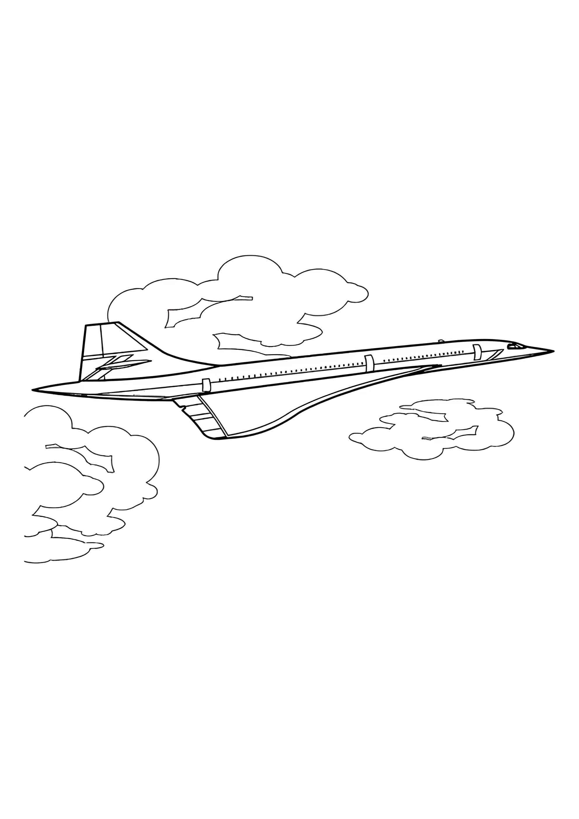 Раскраска Пассажирский сверхзвуковой самолёт Конкорд