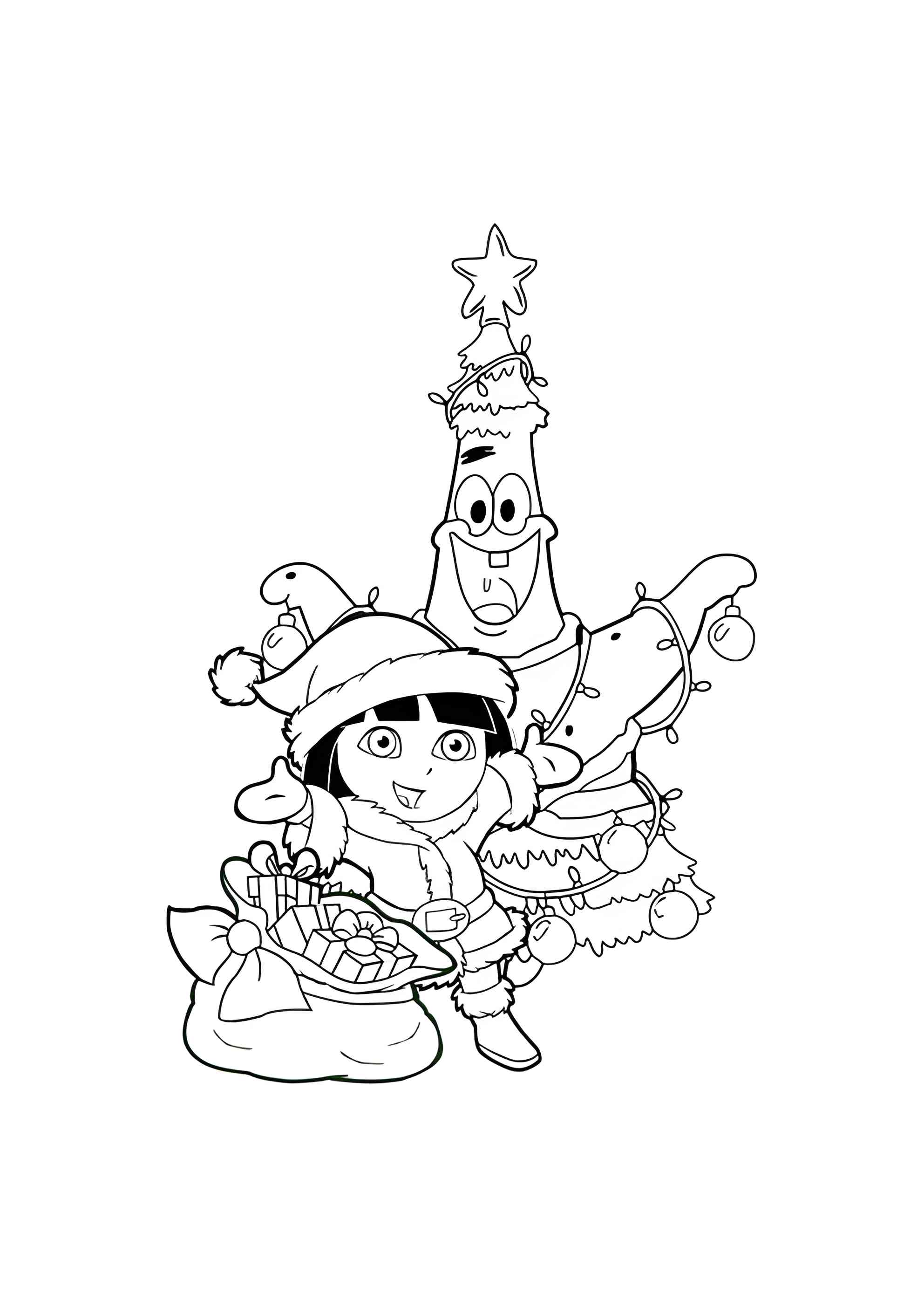 Раскраска Патрика украсили как елку на Новый год