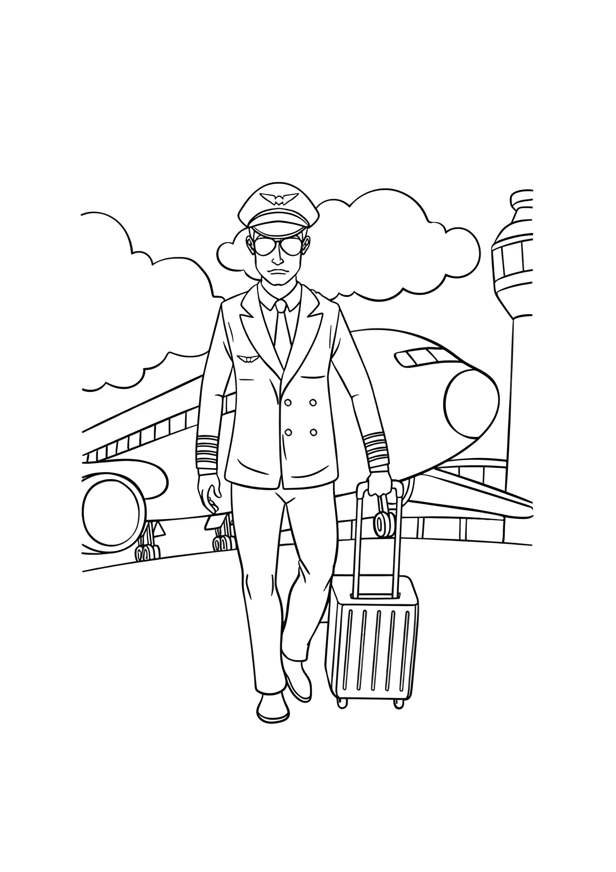 Раскраска Пилот самолёта