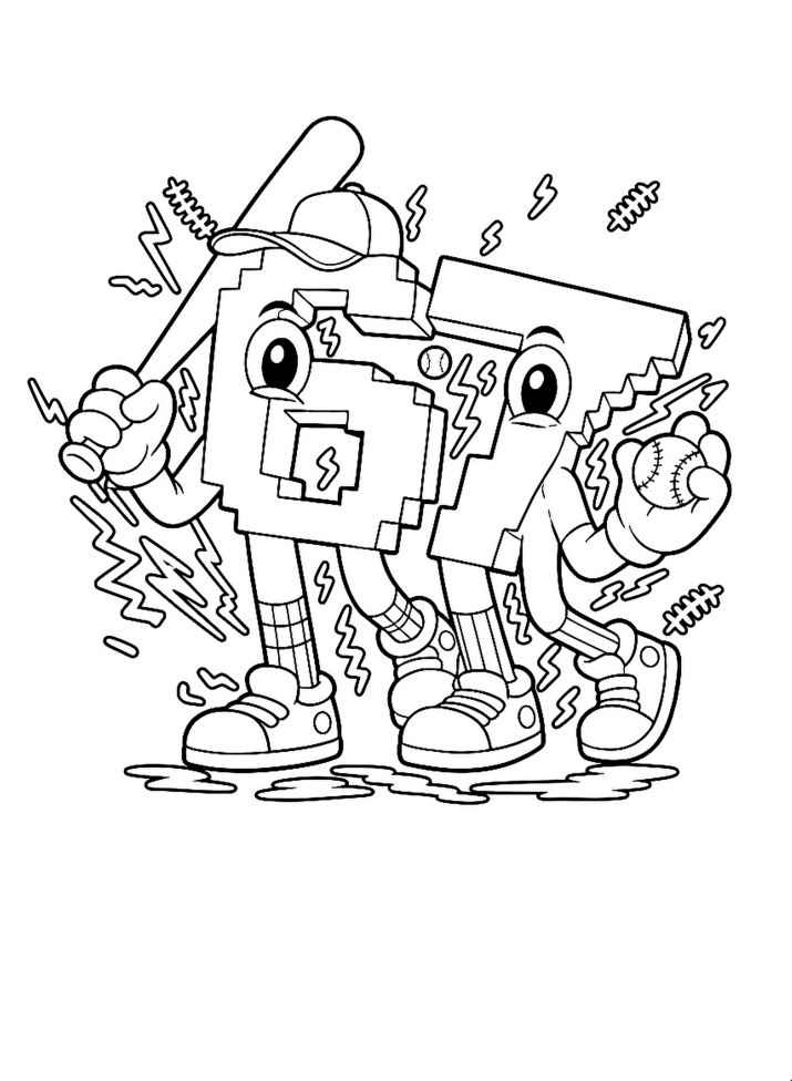 Раскраска Pixel 67 Baseball Duo