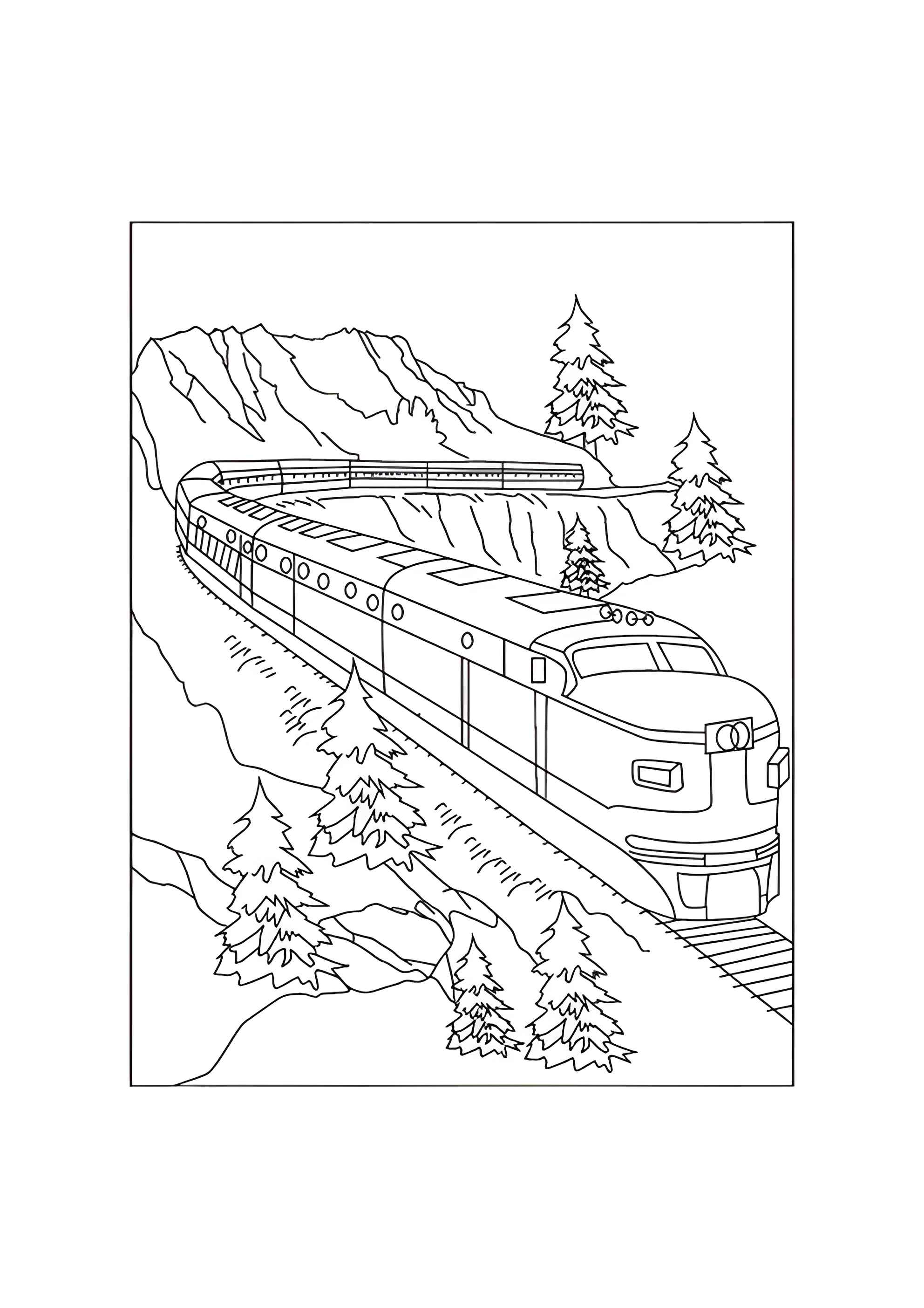Раскраска Поезд за городом