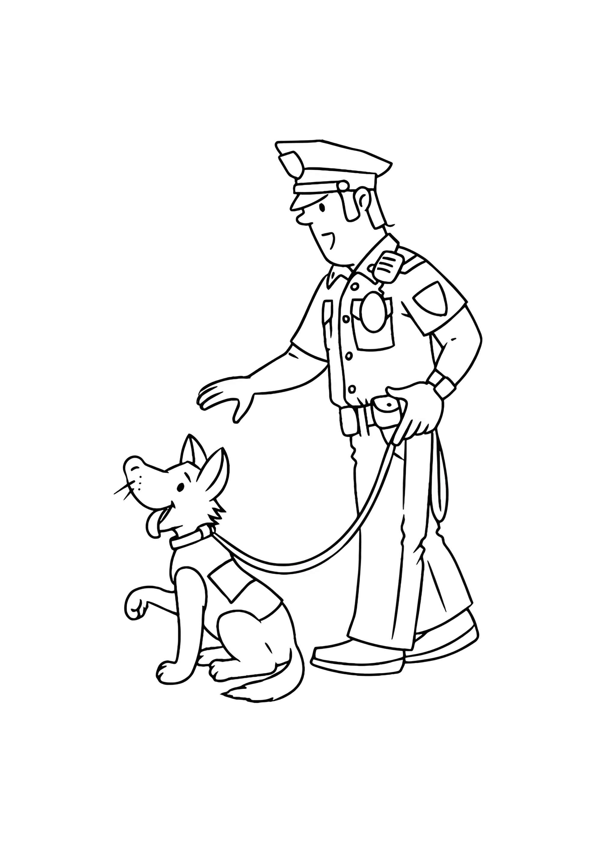 Раскраска Полицейский с собакой