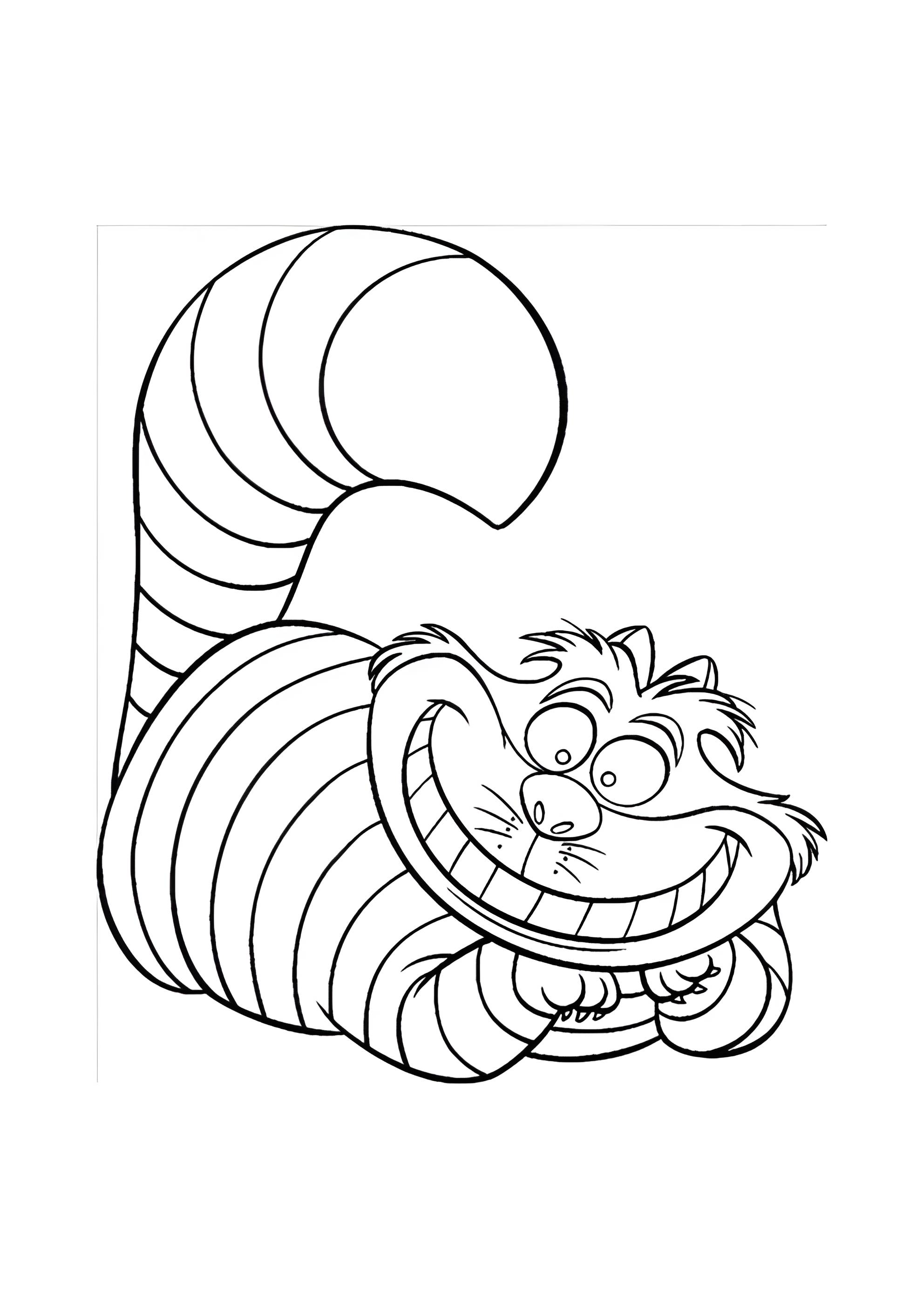 Раскраска Полосатый Чеширский кот
