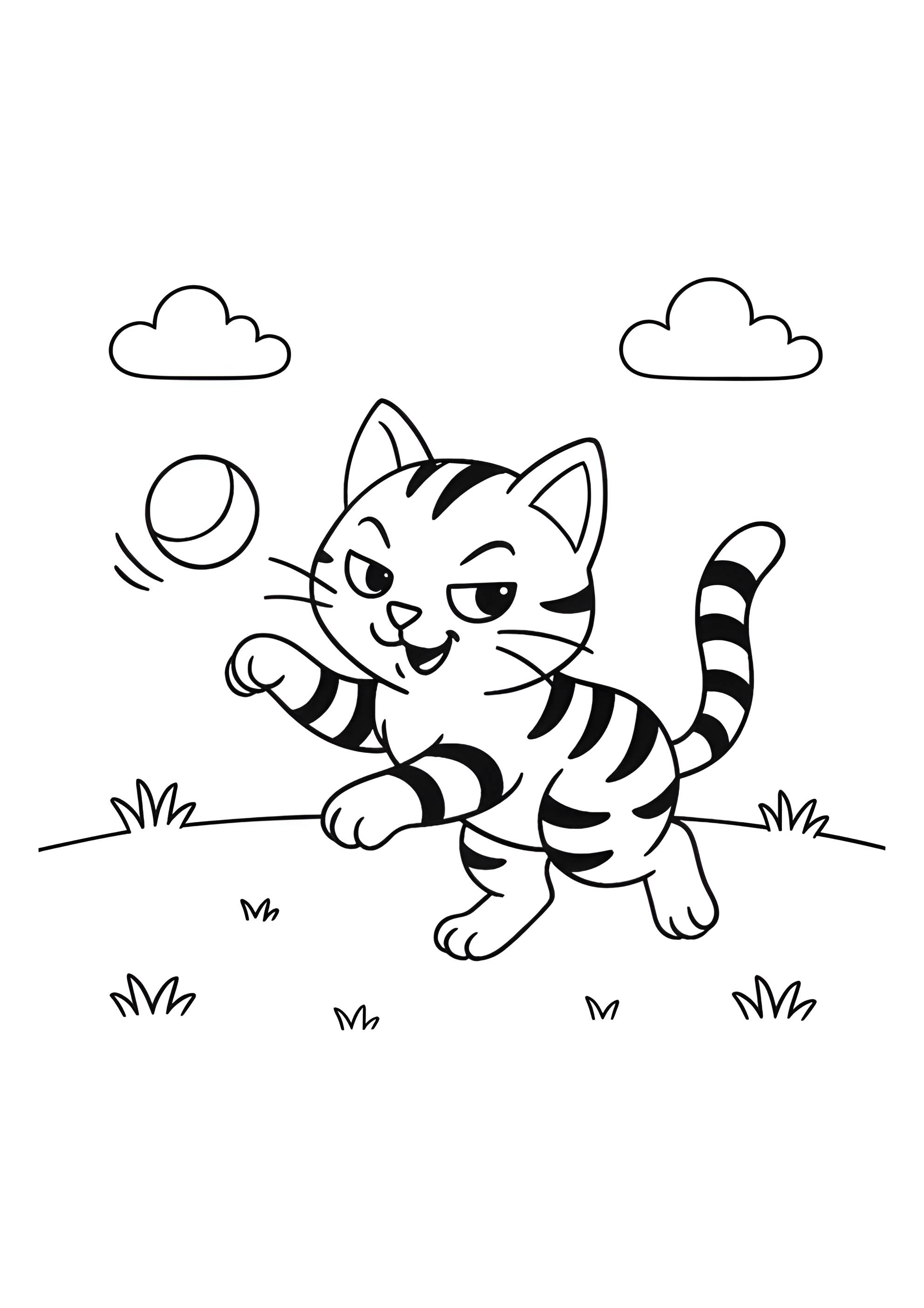 Раскраска Полосатый кот-хитрюга