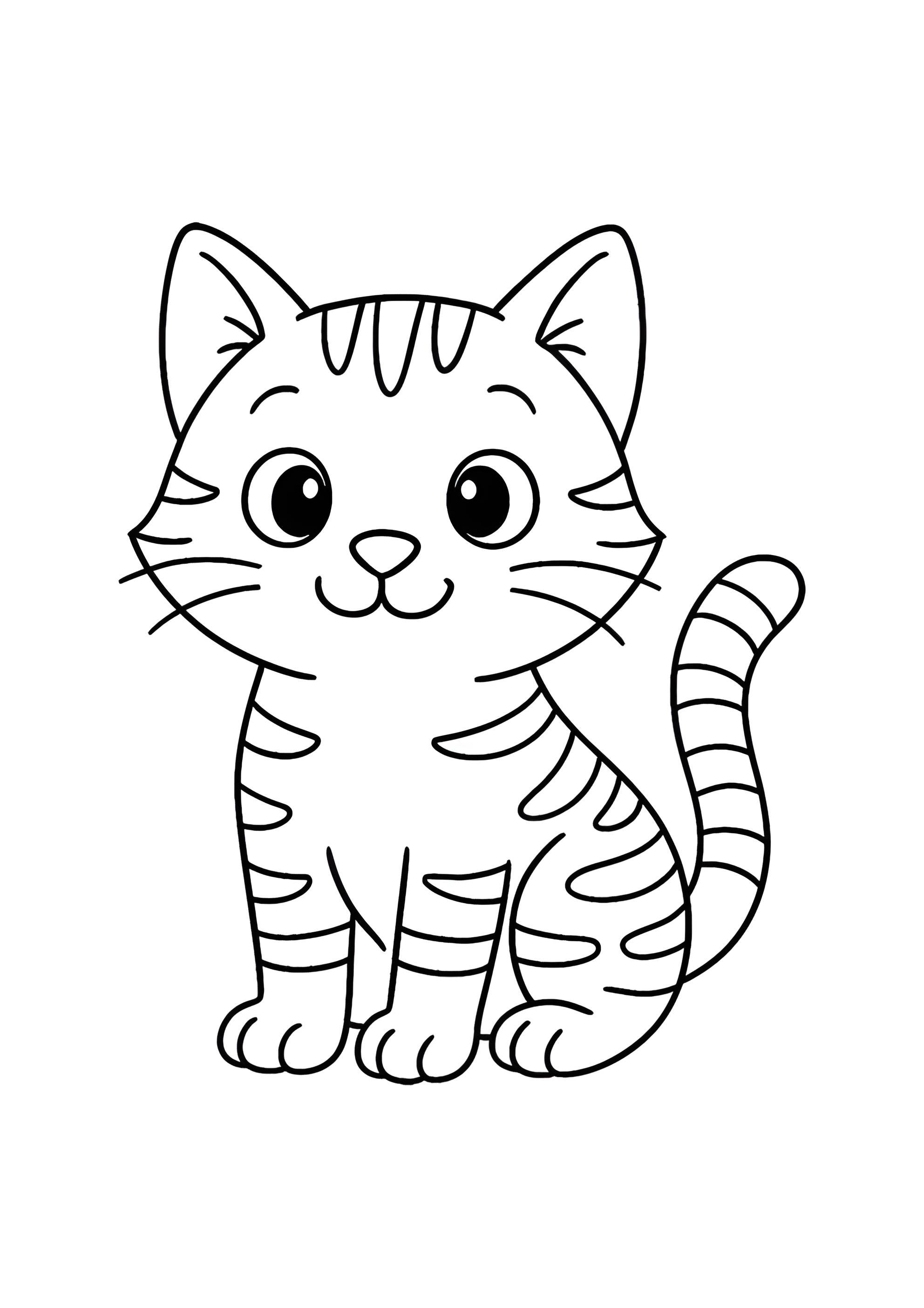 Раскраска Полосатый кот сидит