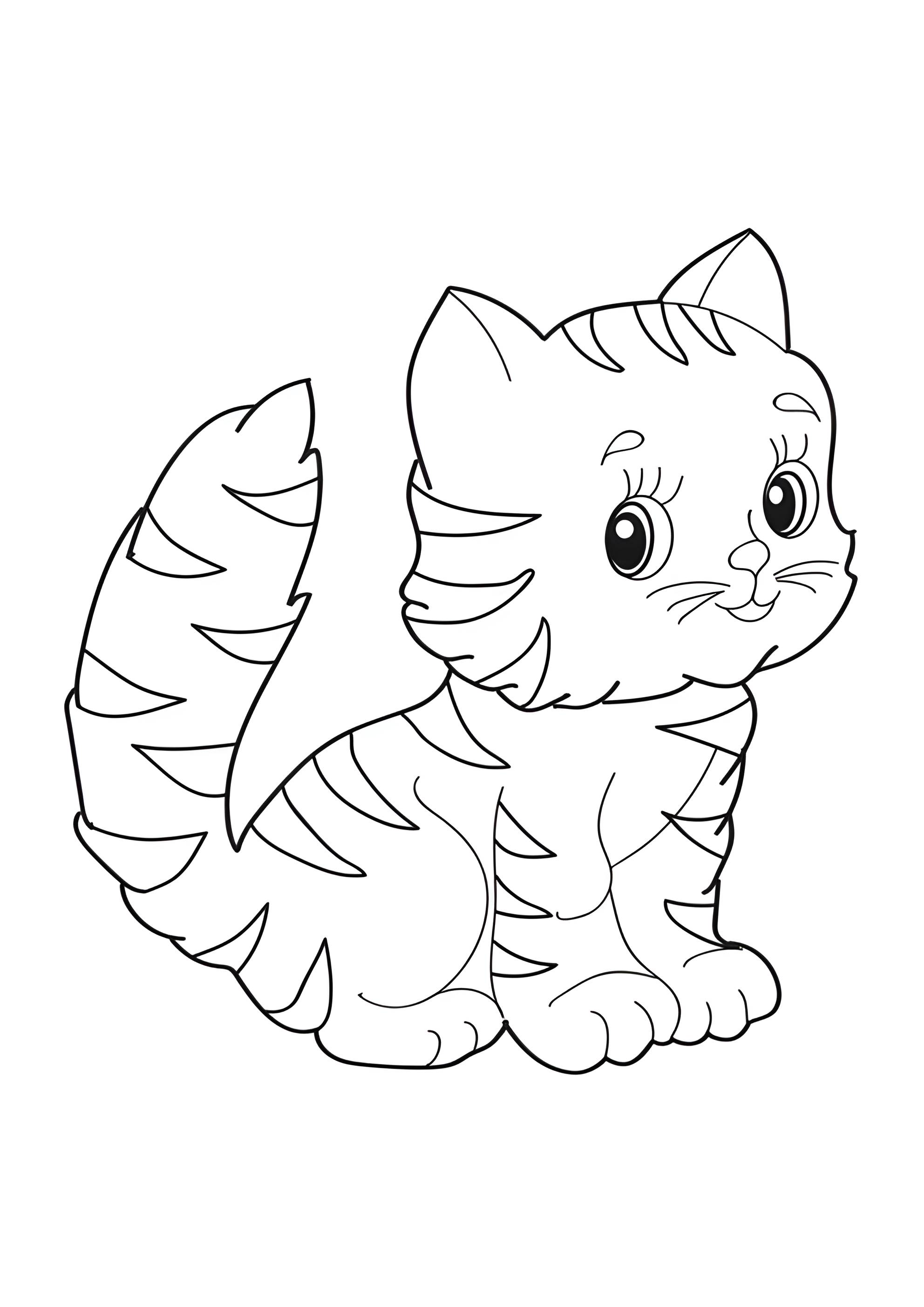 Раскраска Полосатый котёнок