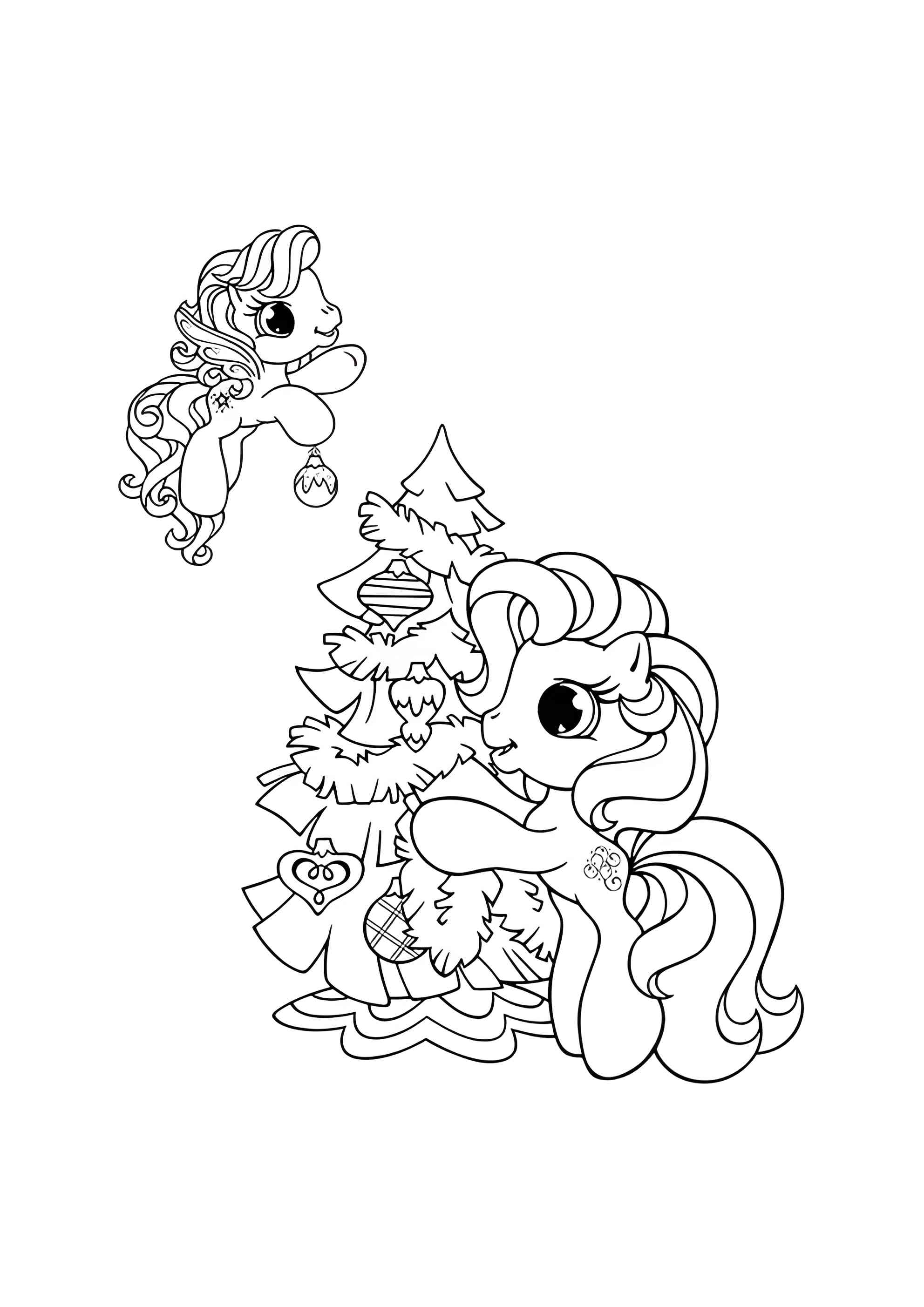 Раскраска Пони на Новый год