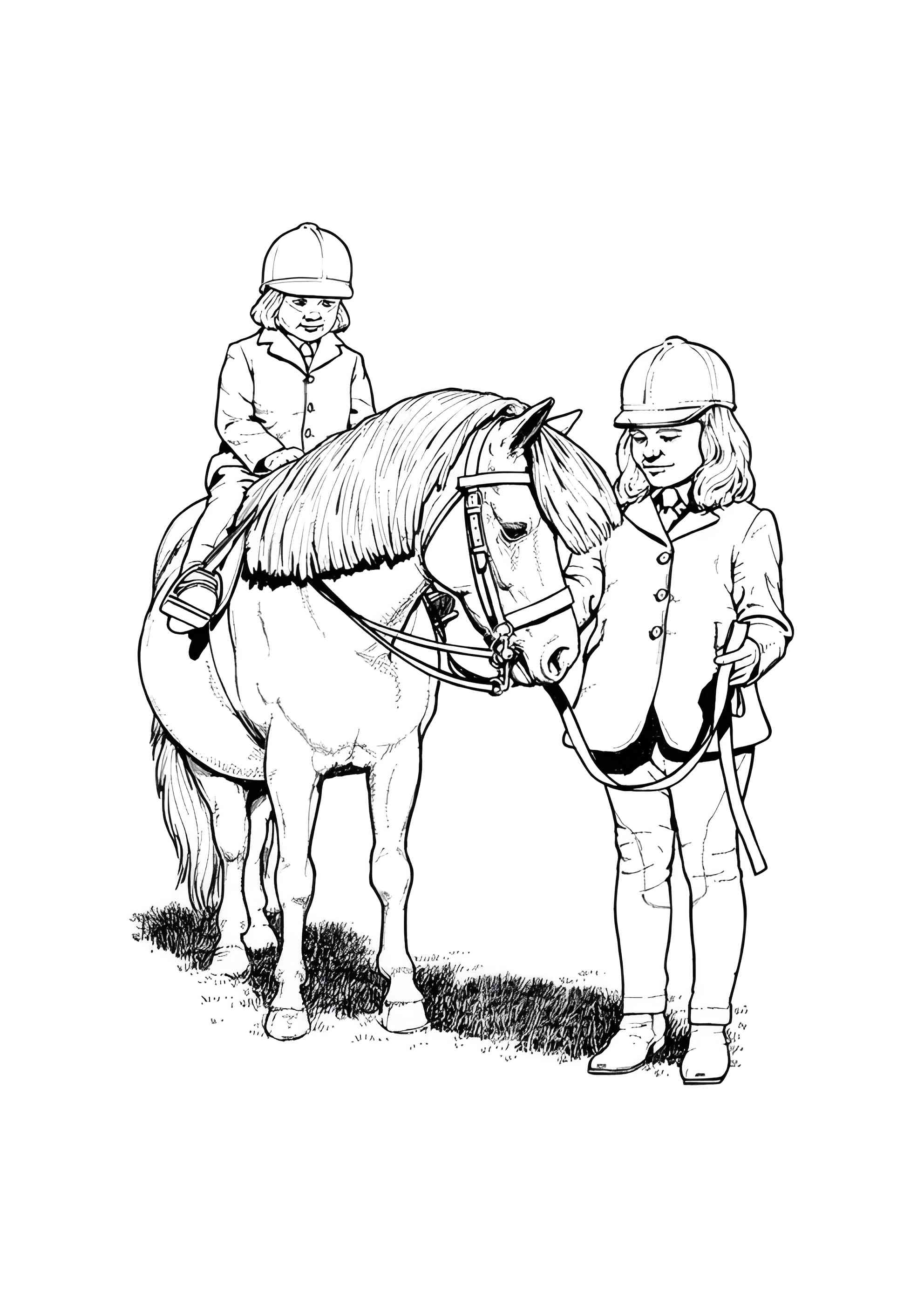Раскраска Пони с детьми