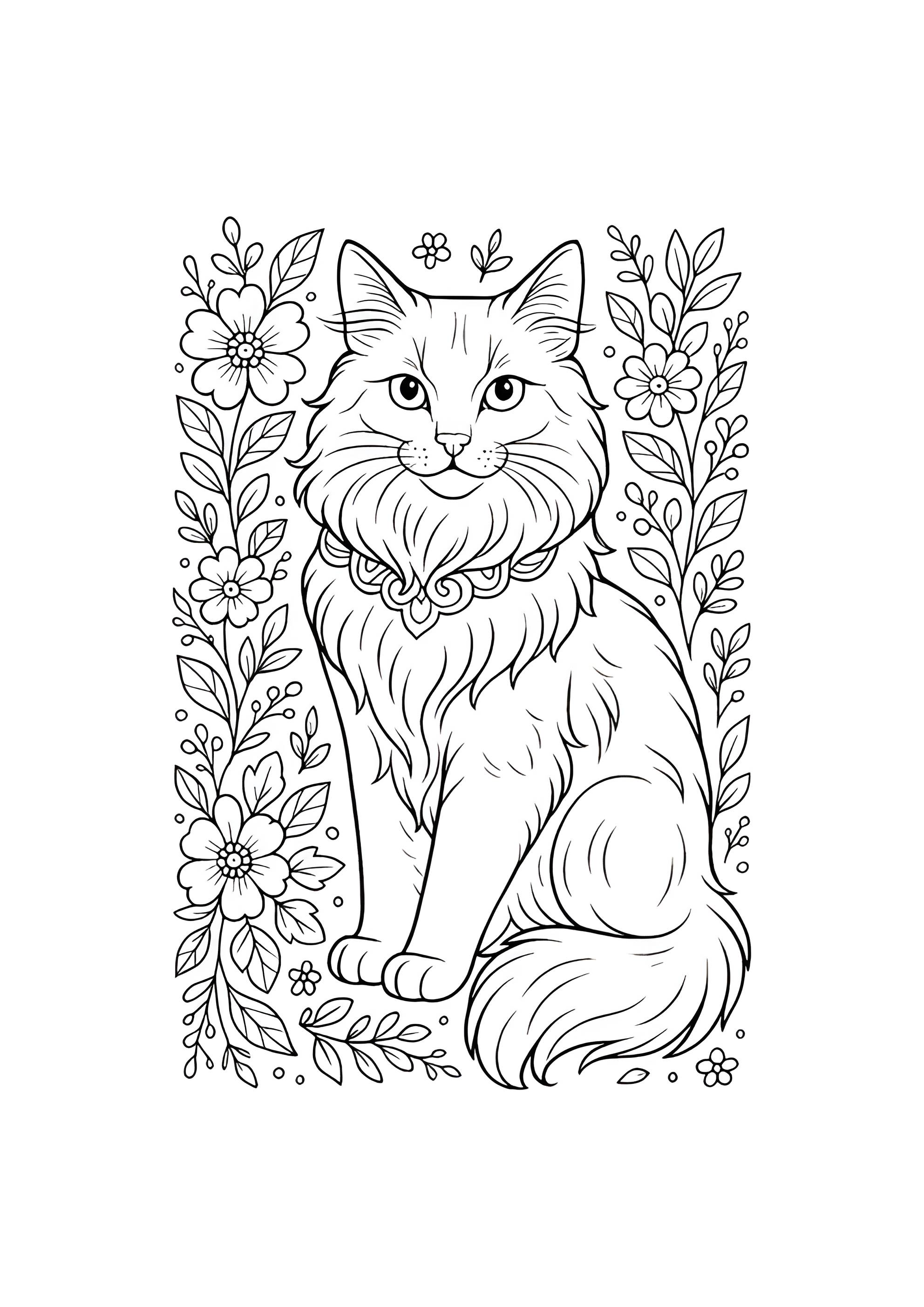 Раскраска Породистая кошка