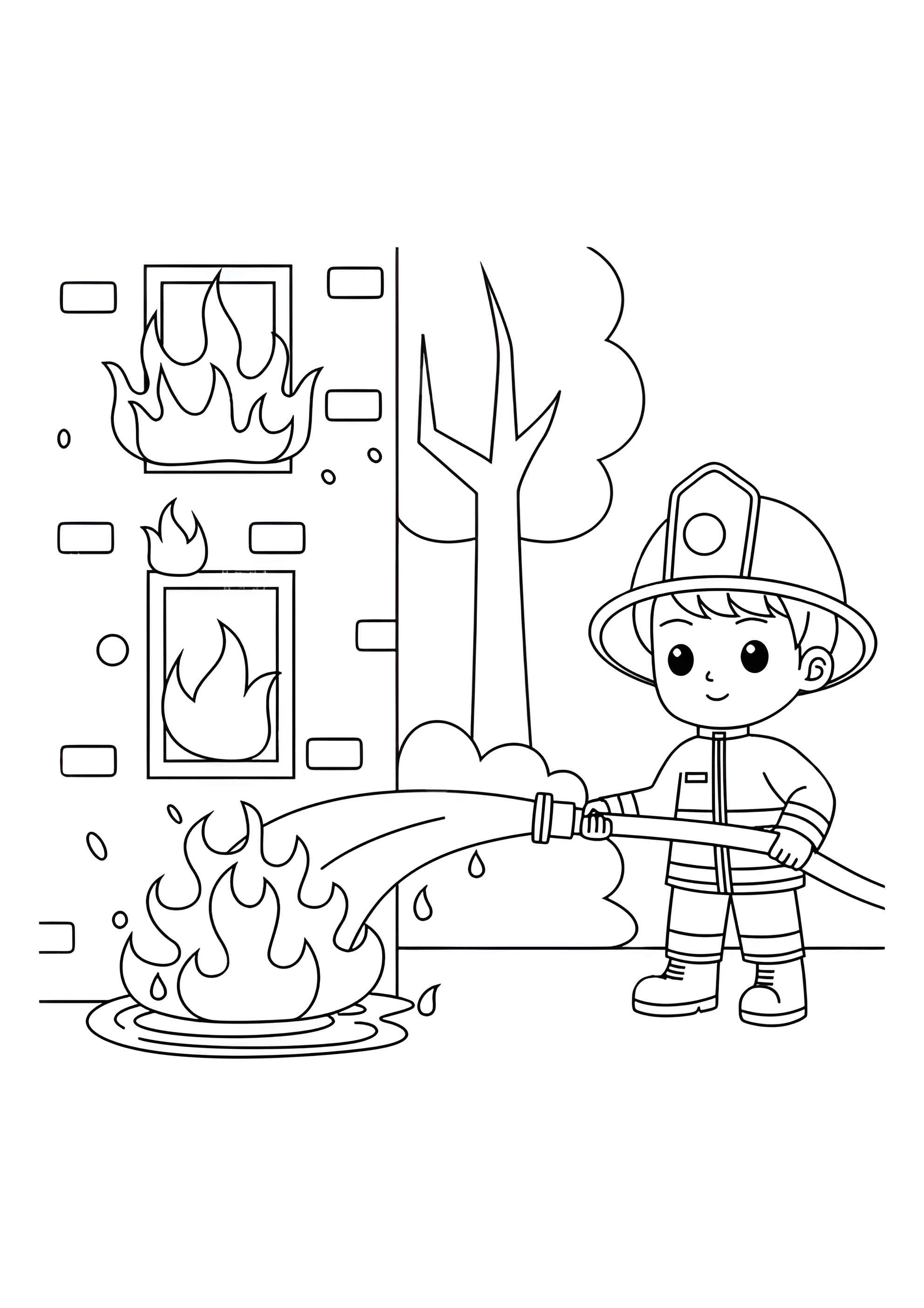 Раскраска Пожарный для малышей