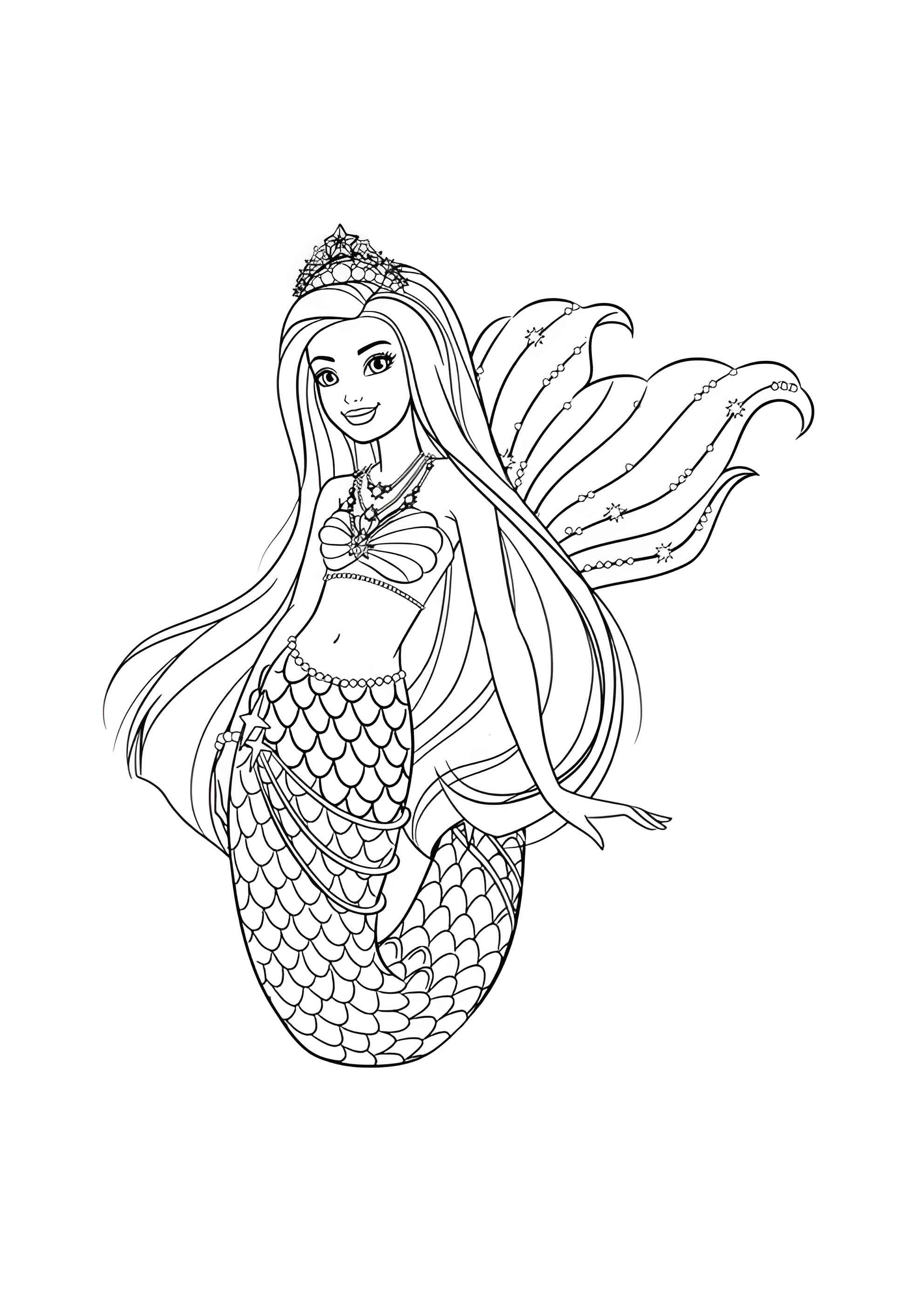 Раскраска Принцесса барби русалка