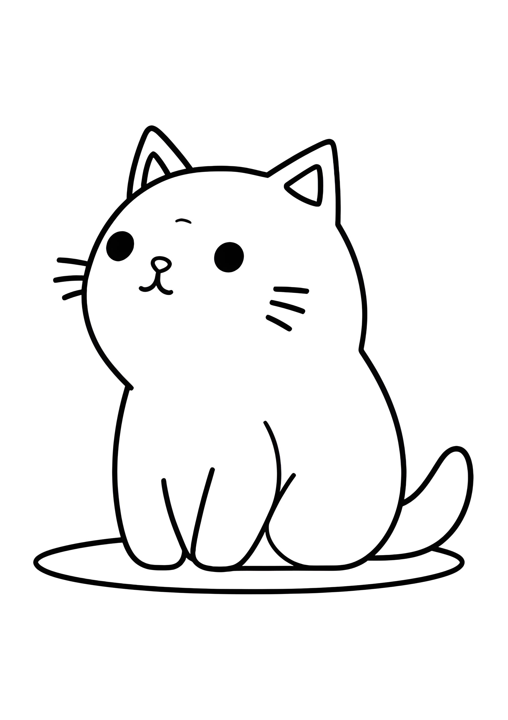 Раскраска Простой аниме котёнок