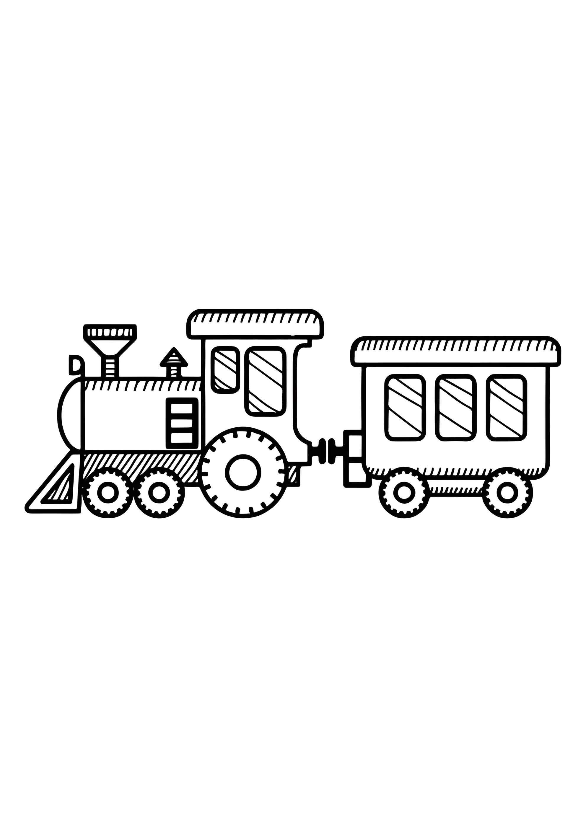Раскраска Простой паровоз с вагоном