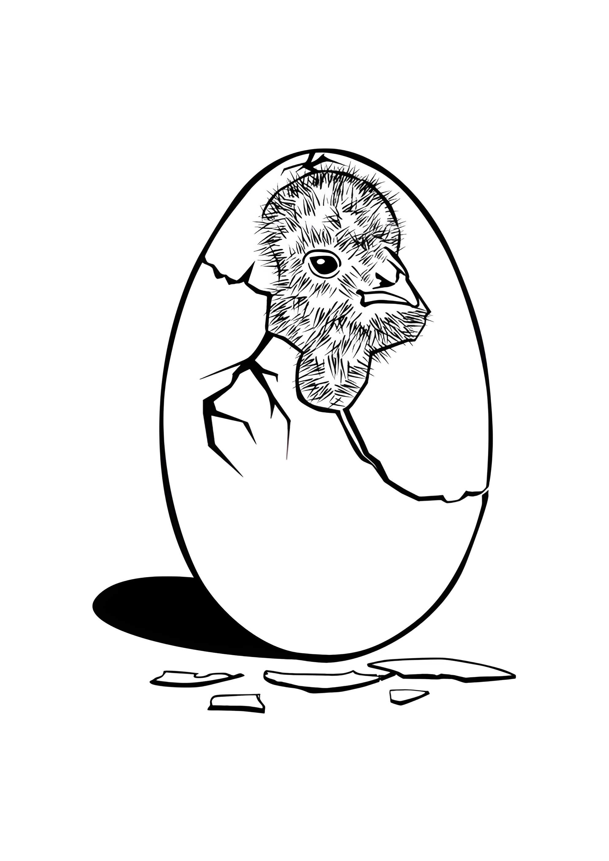 Раскраска Птенец в яйце