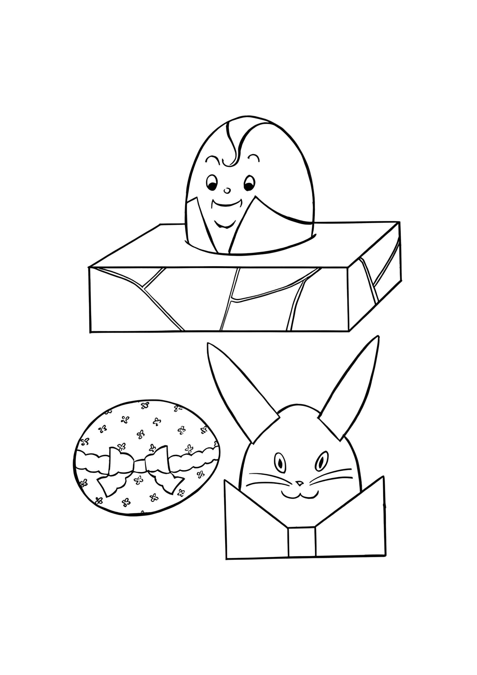 Раскраска Разрисуй и вырежи подарки на Пасху!