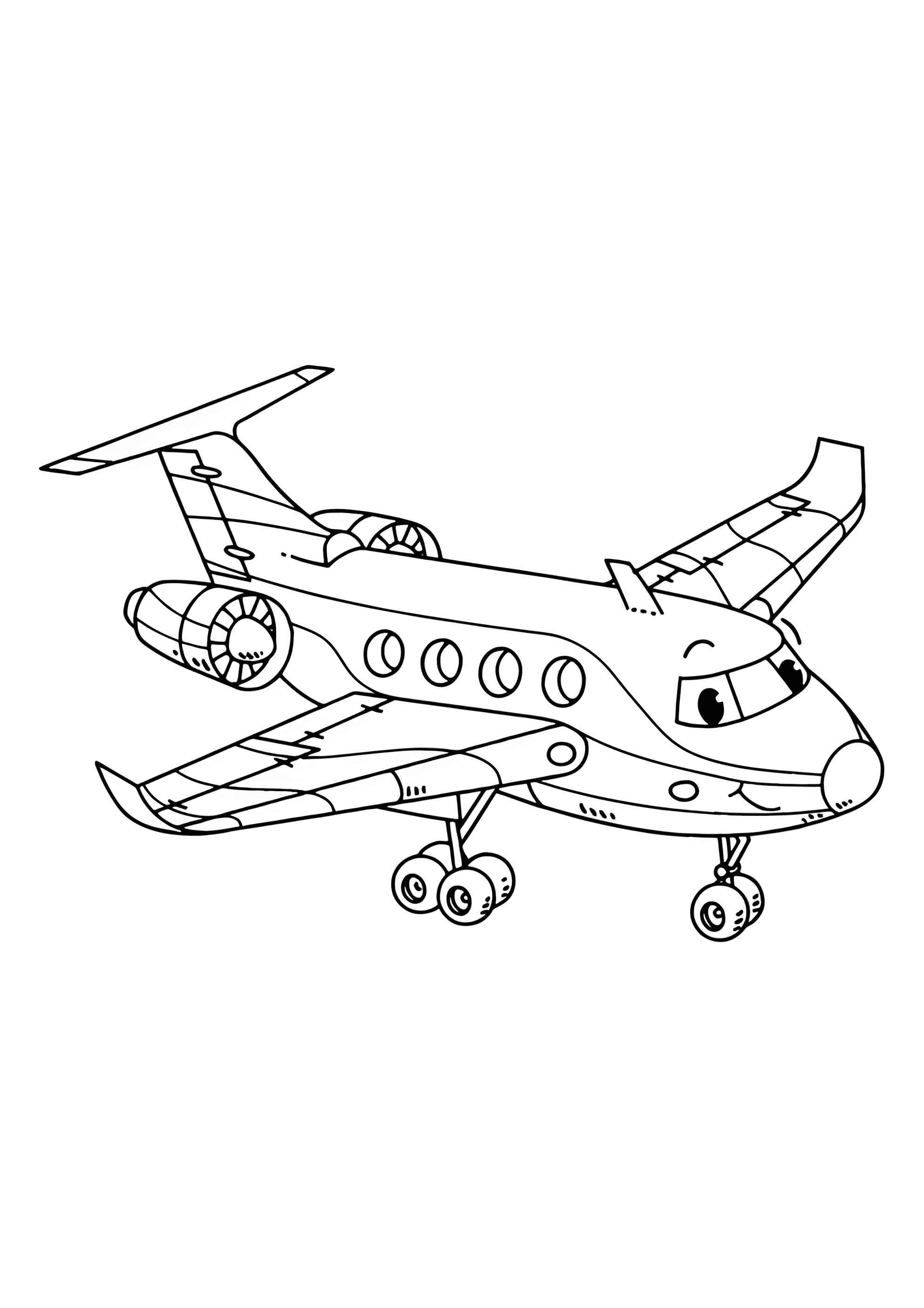 Раскраска Реактивный самолёт с глазками
