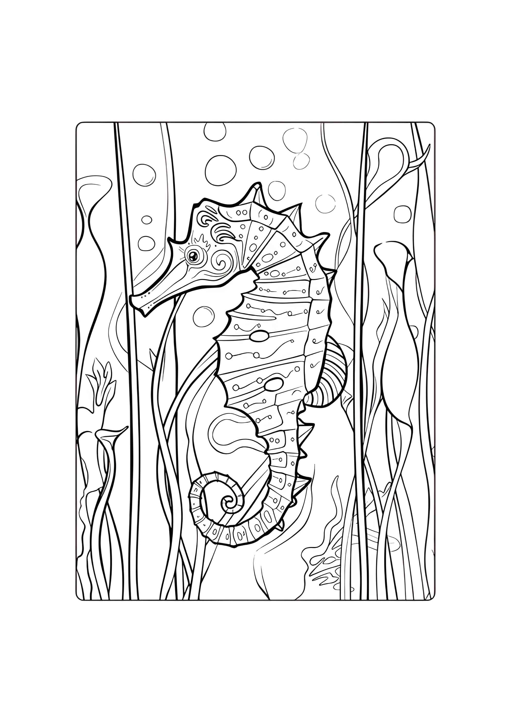 Раскраска Реалистичный морской конёк