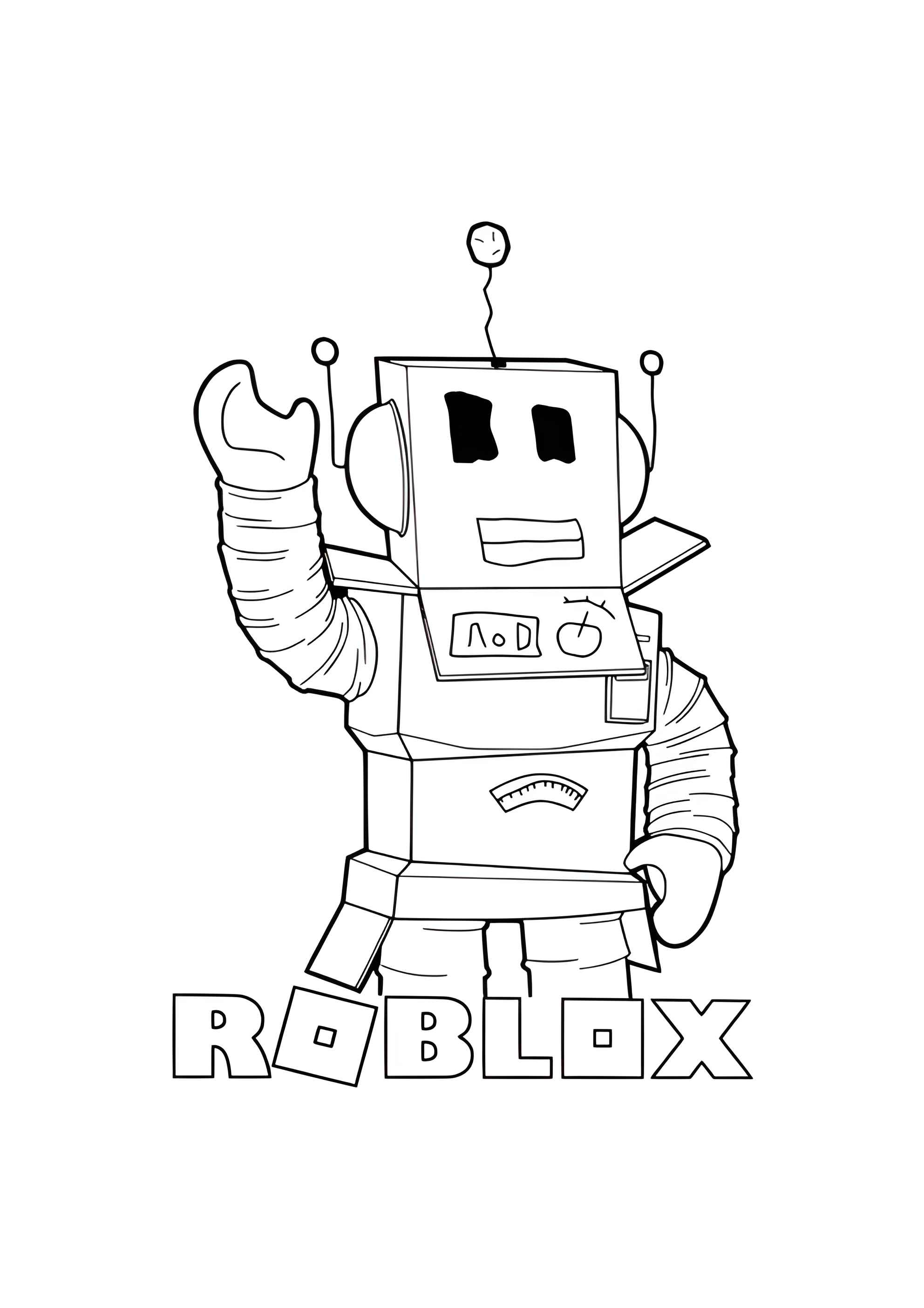 Раскраска Роблокс Робот машет ручкой