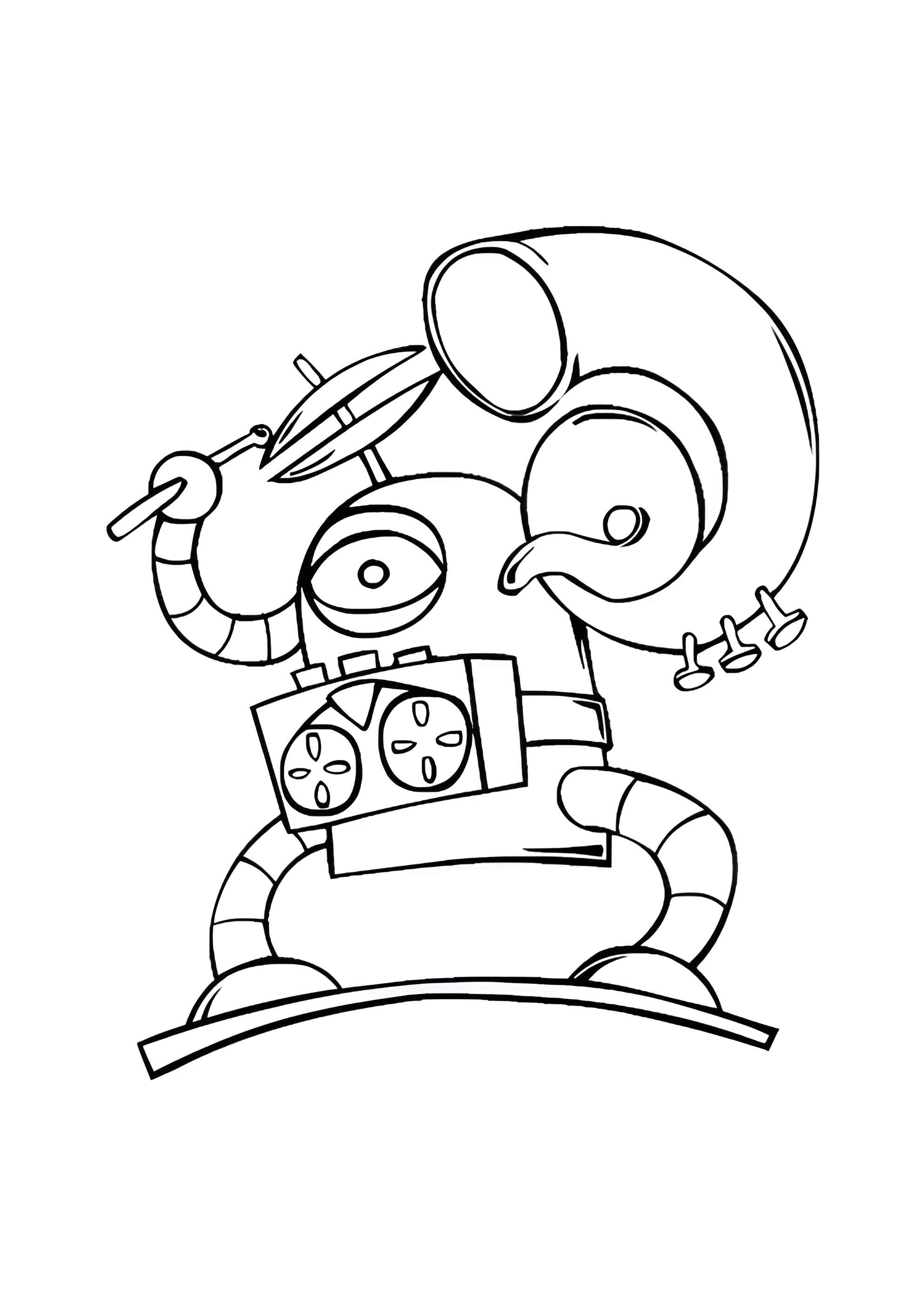 Раскраска Робот - ди-джей