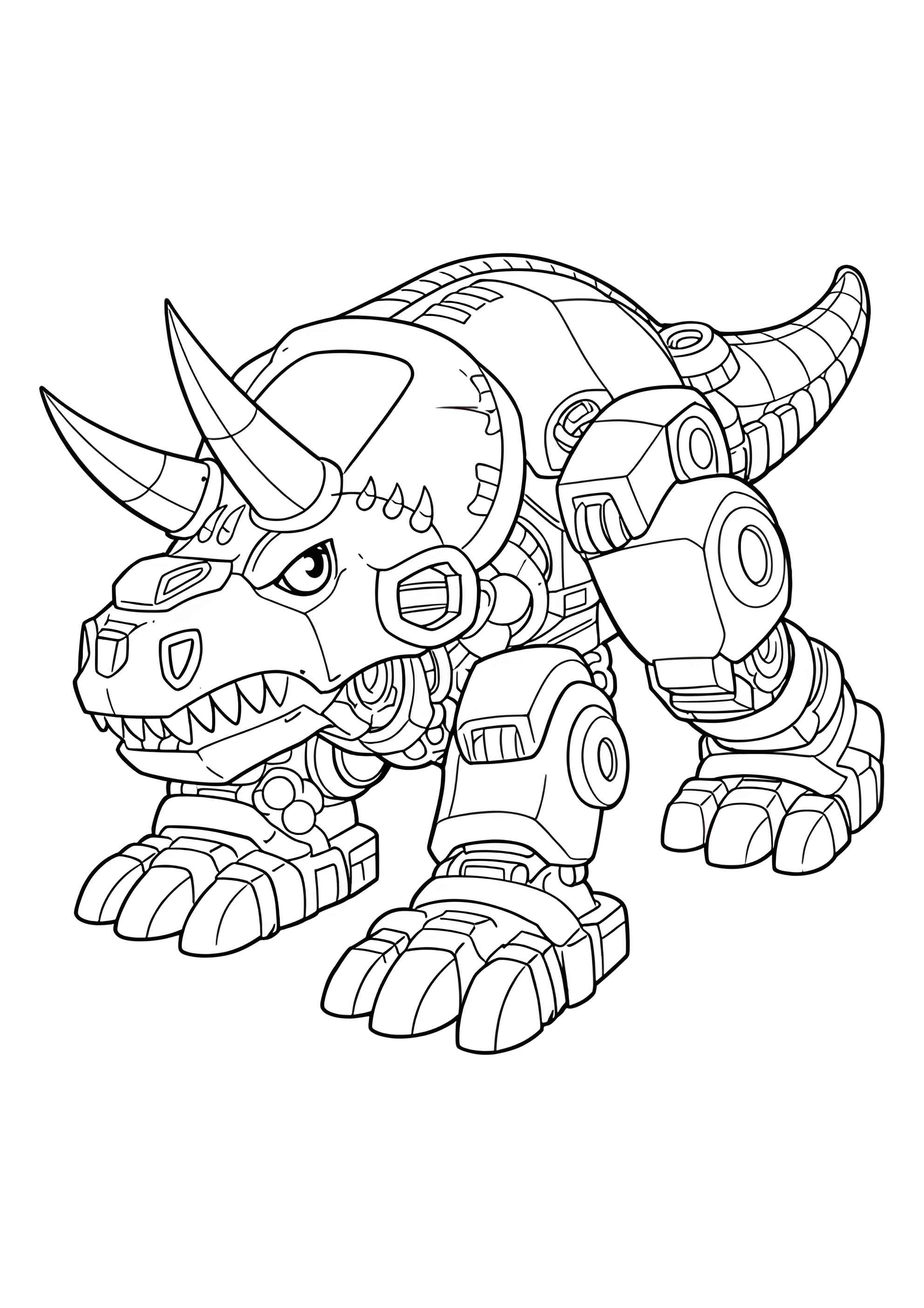 Раскраска Робот динозавр Трицератопс