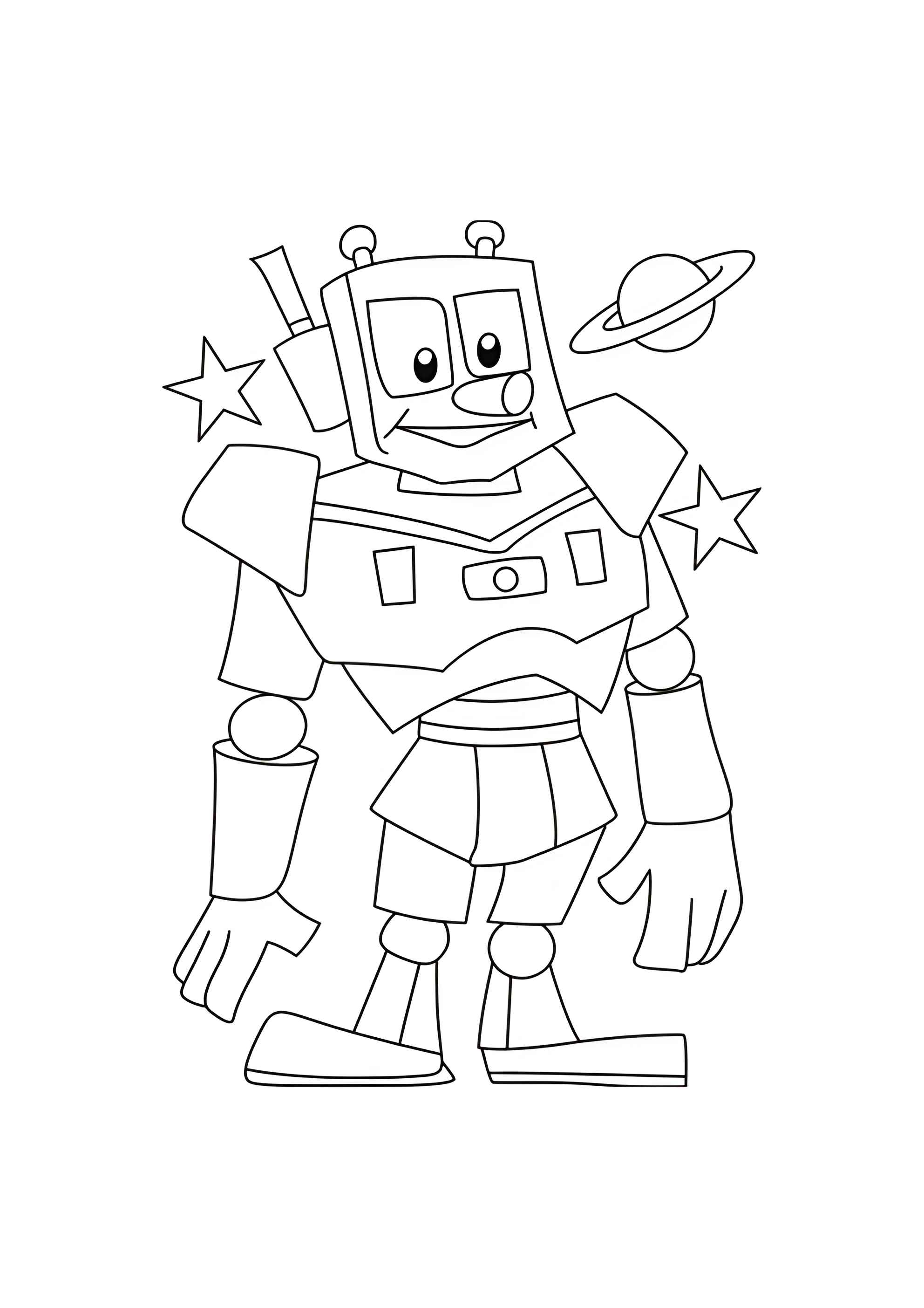 Раскраска Робот и Сатурн