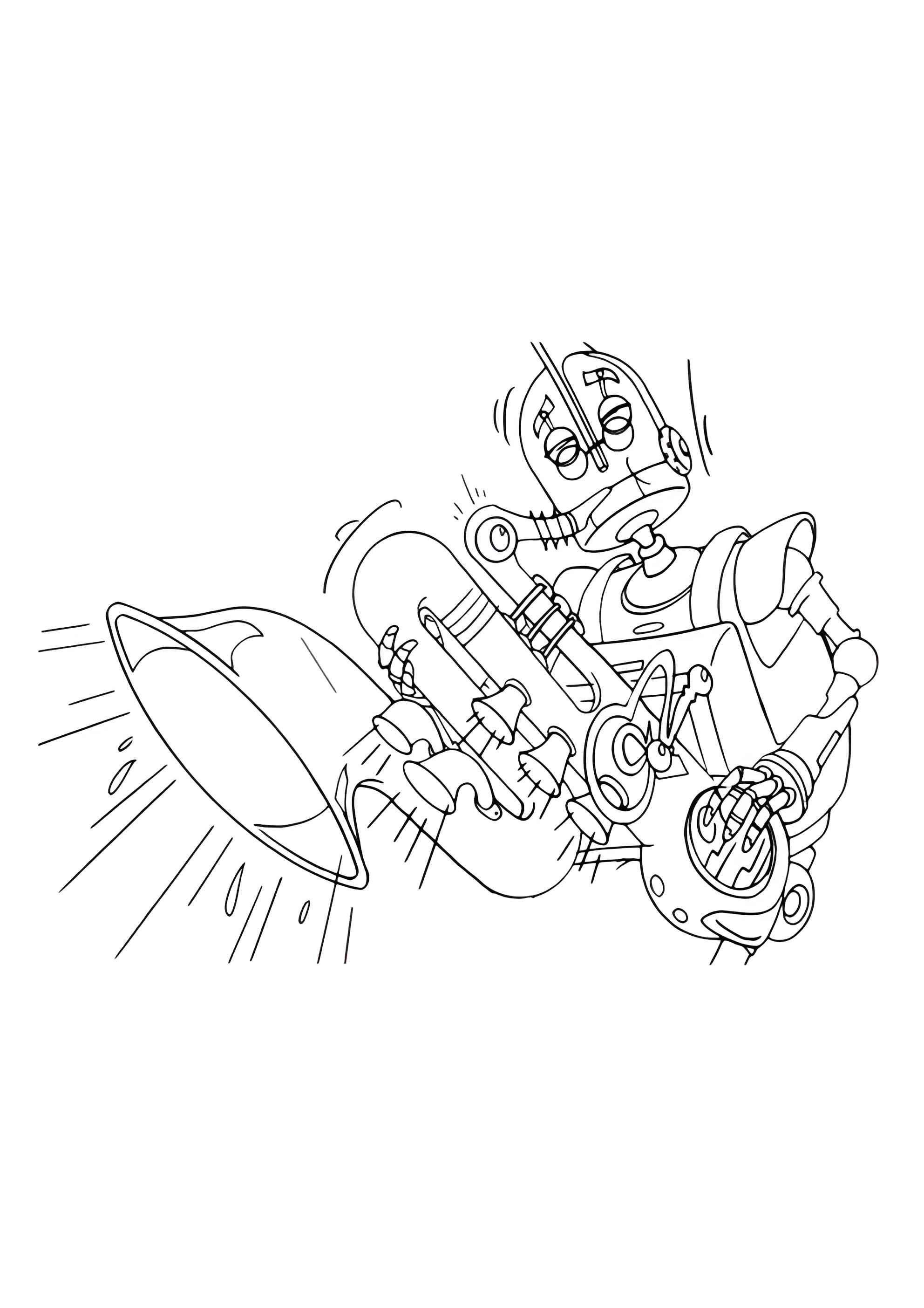 Раскраска Робот играет на саксофоне