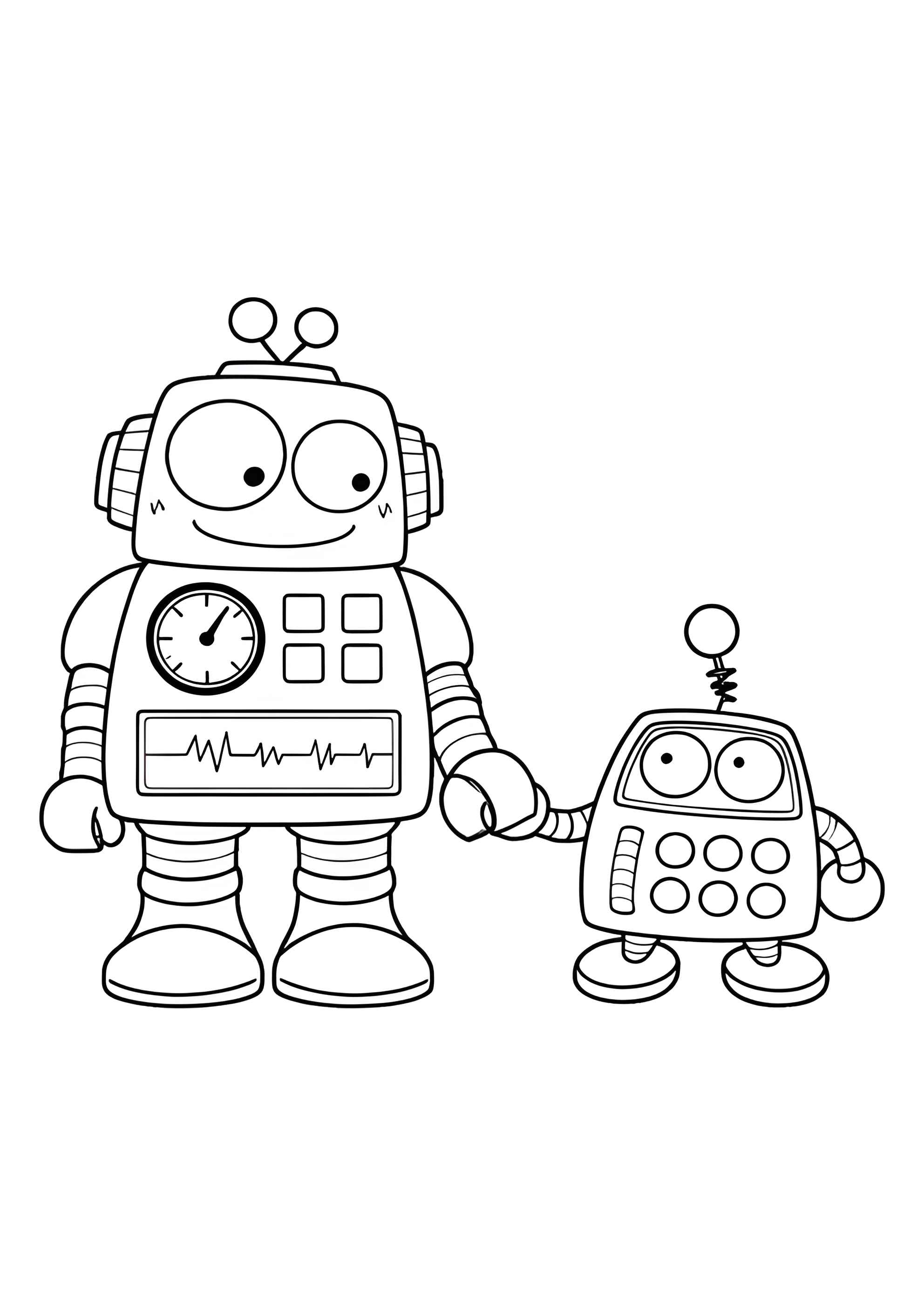 Раскраска Робот мама и малыш