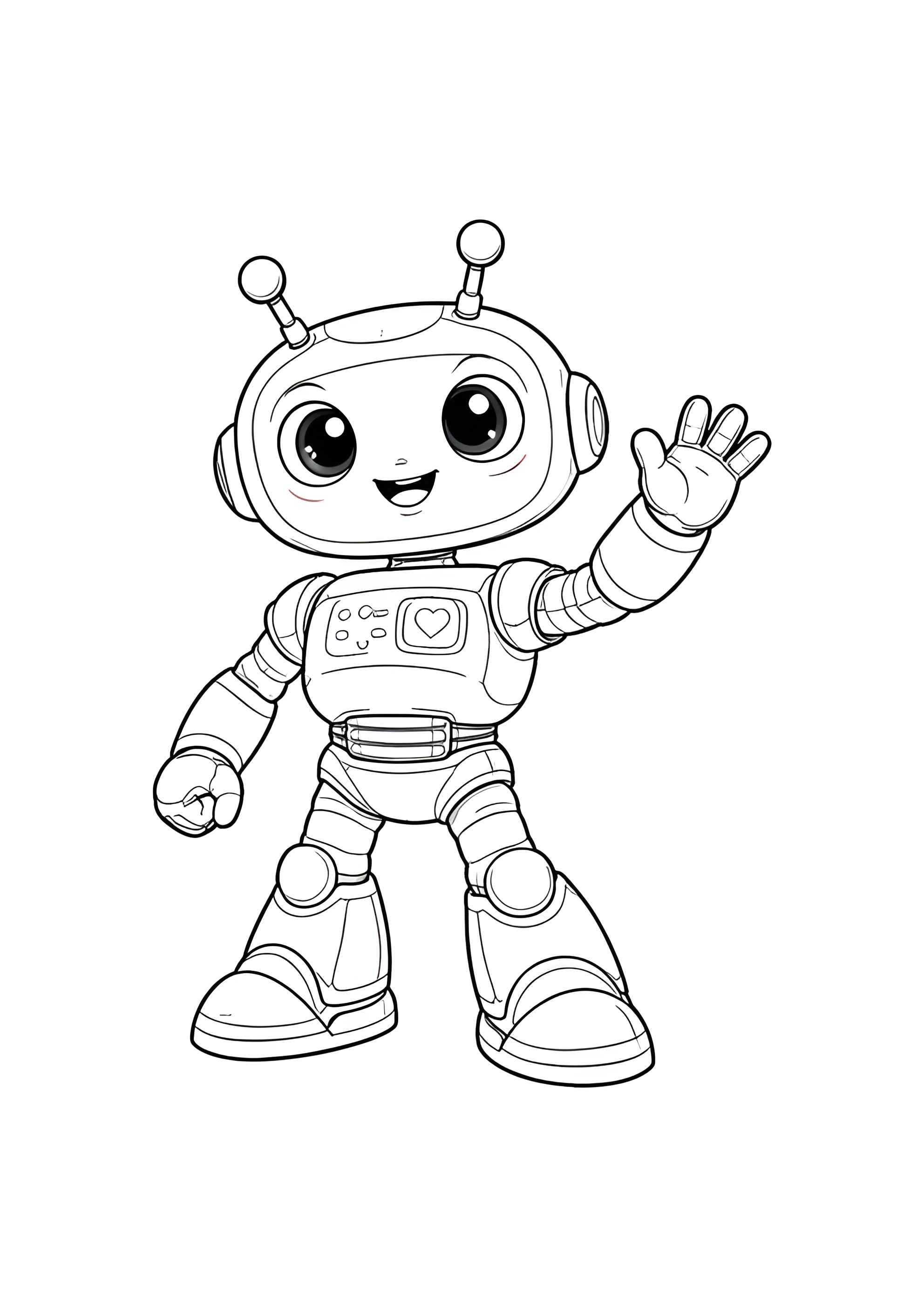 Раскраска Робот машет рукой