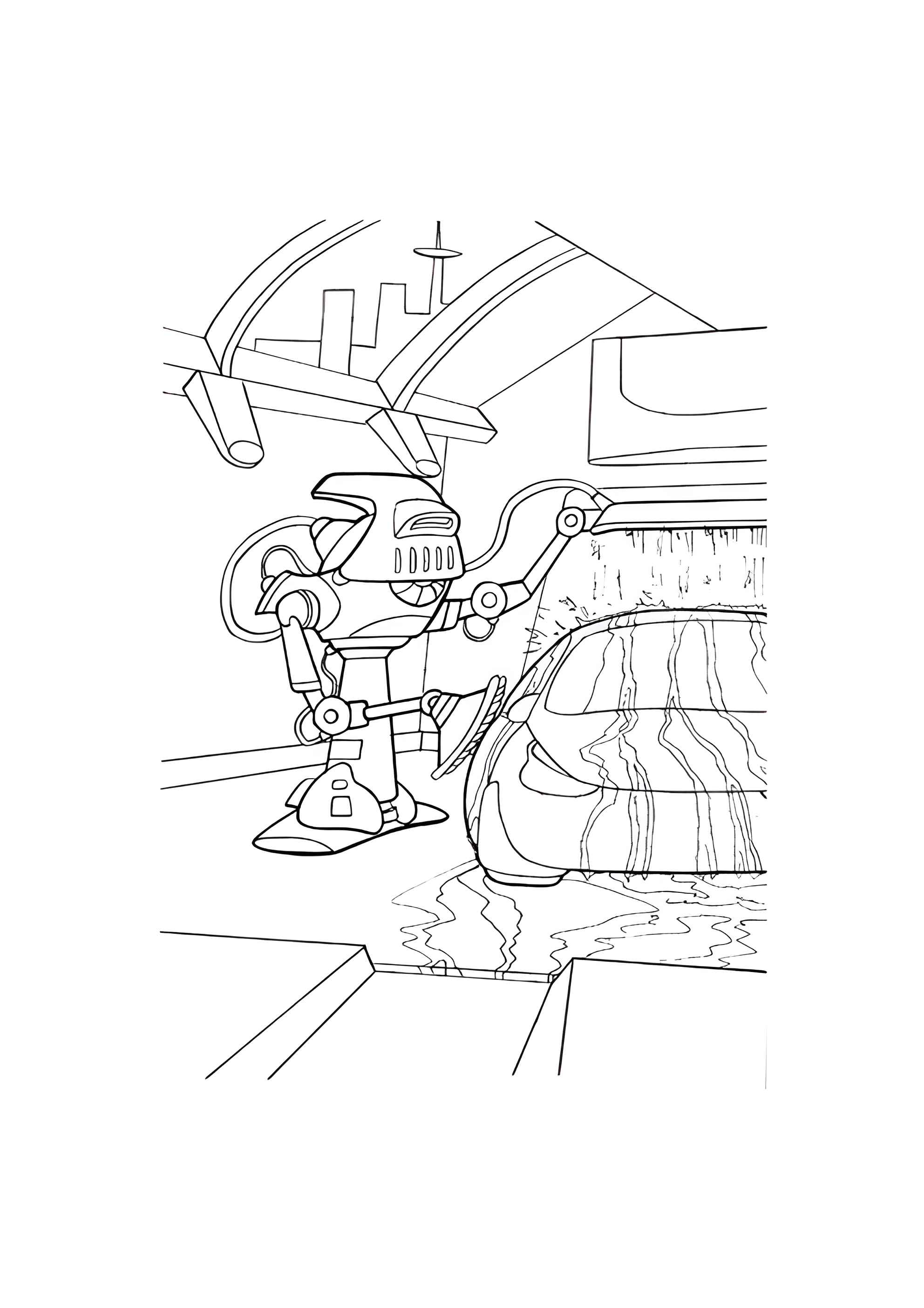 Раскраска Робот моет машину