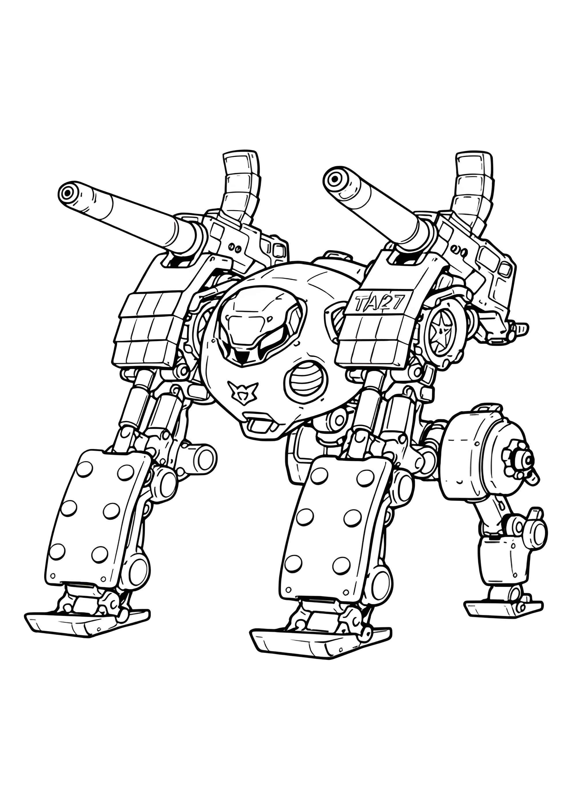 Раскраска Робот с большими пушками
