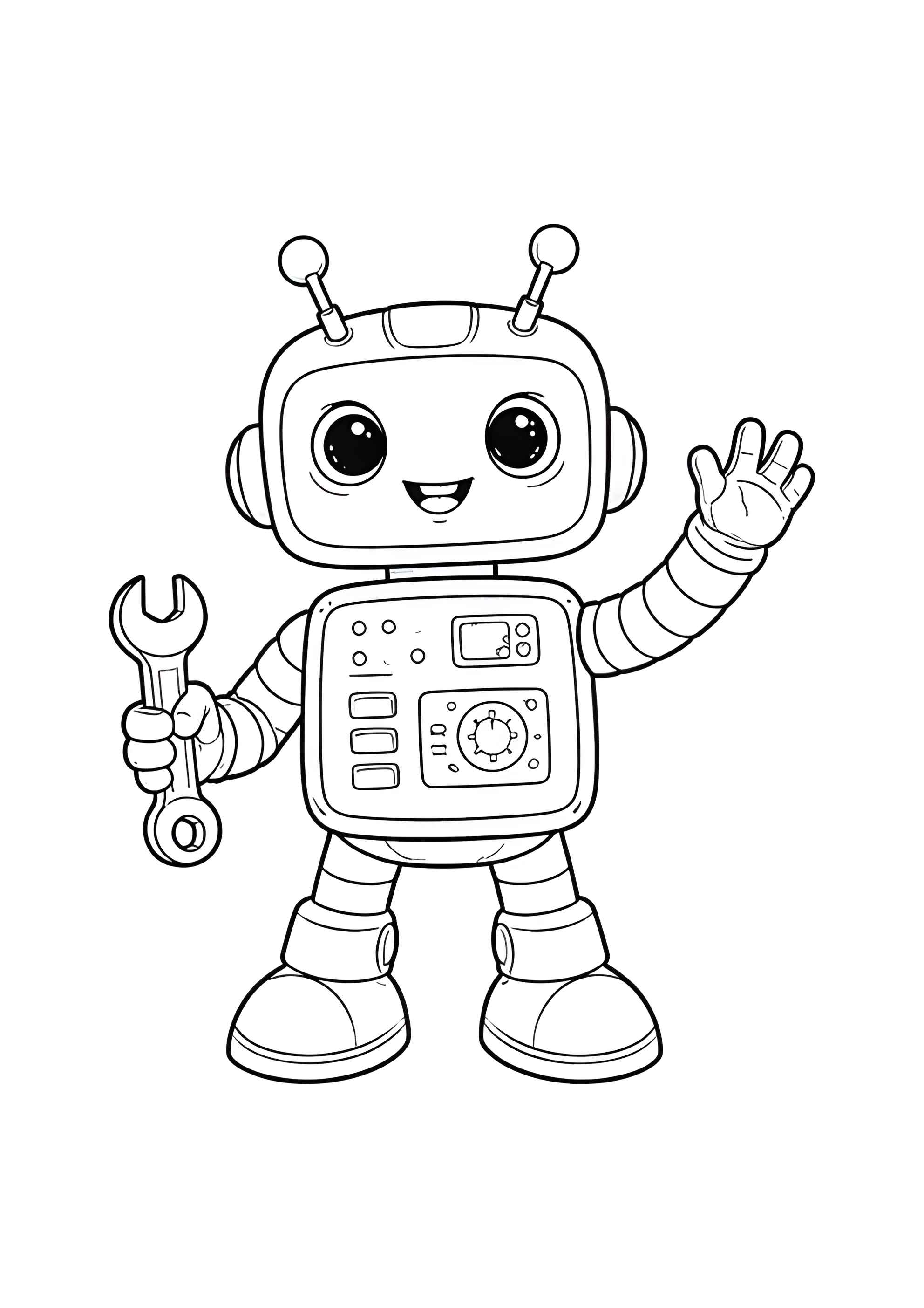 Раскраска Робот с ключом