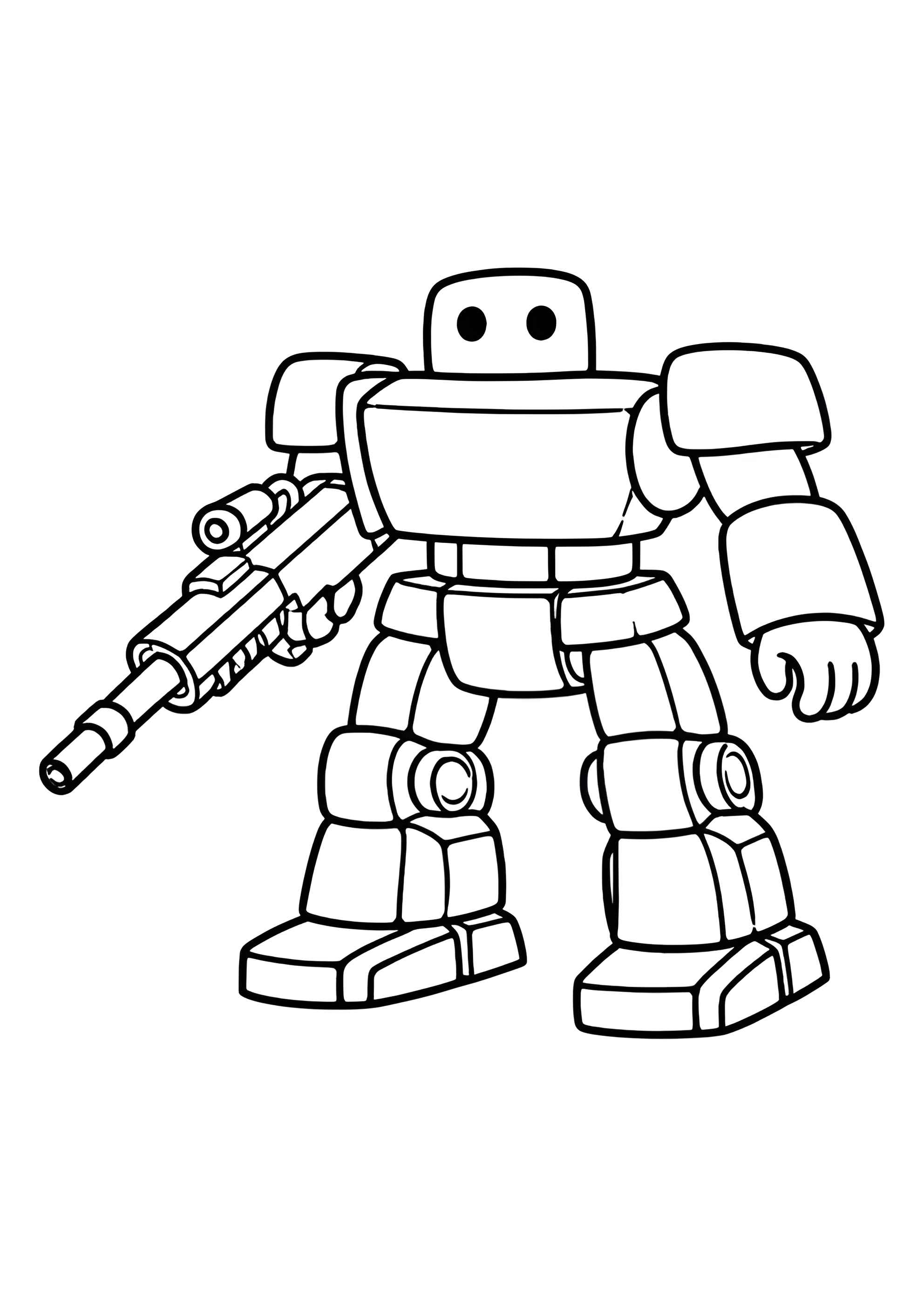 Раскраска Робот с пулемётом для малышей