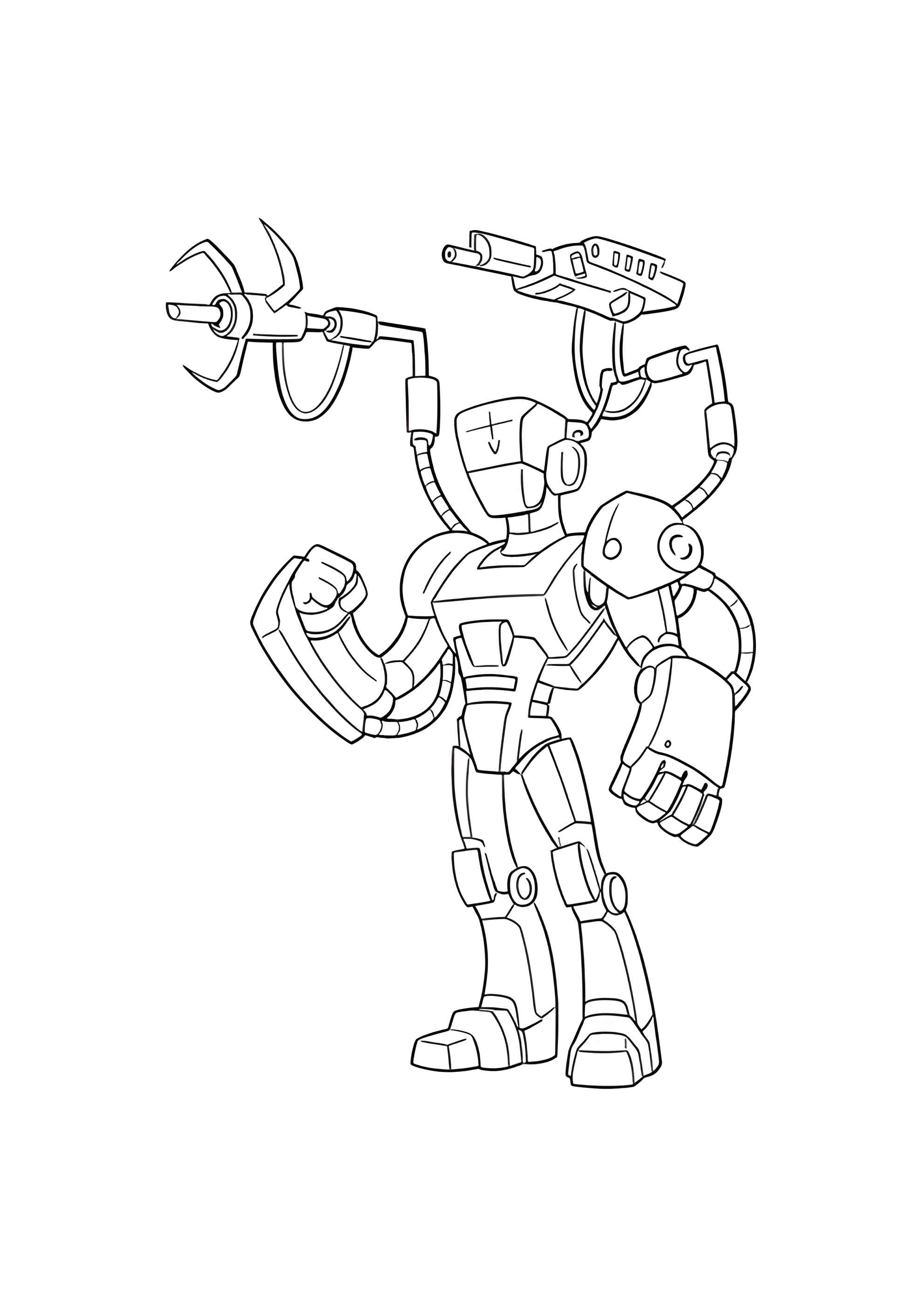 Раскраска Робот с пулемётом и гарпуном