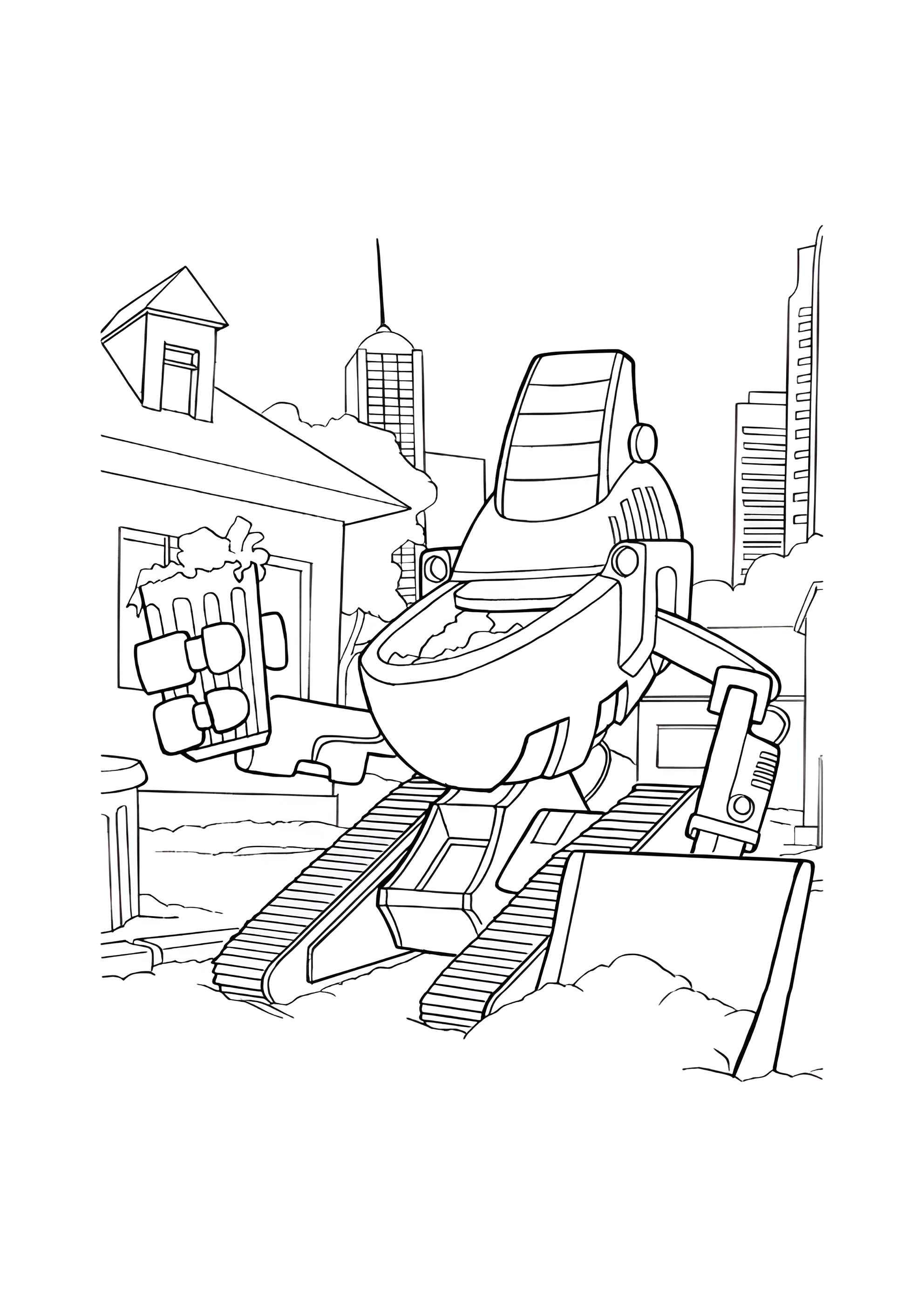 Раскраска Робот собирает мусор